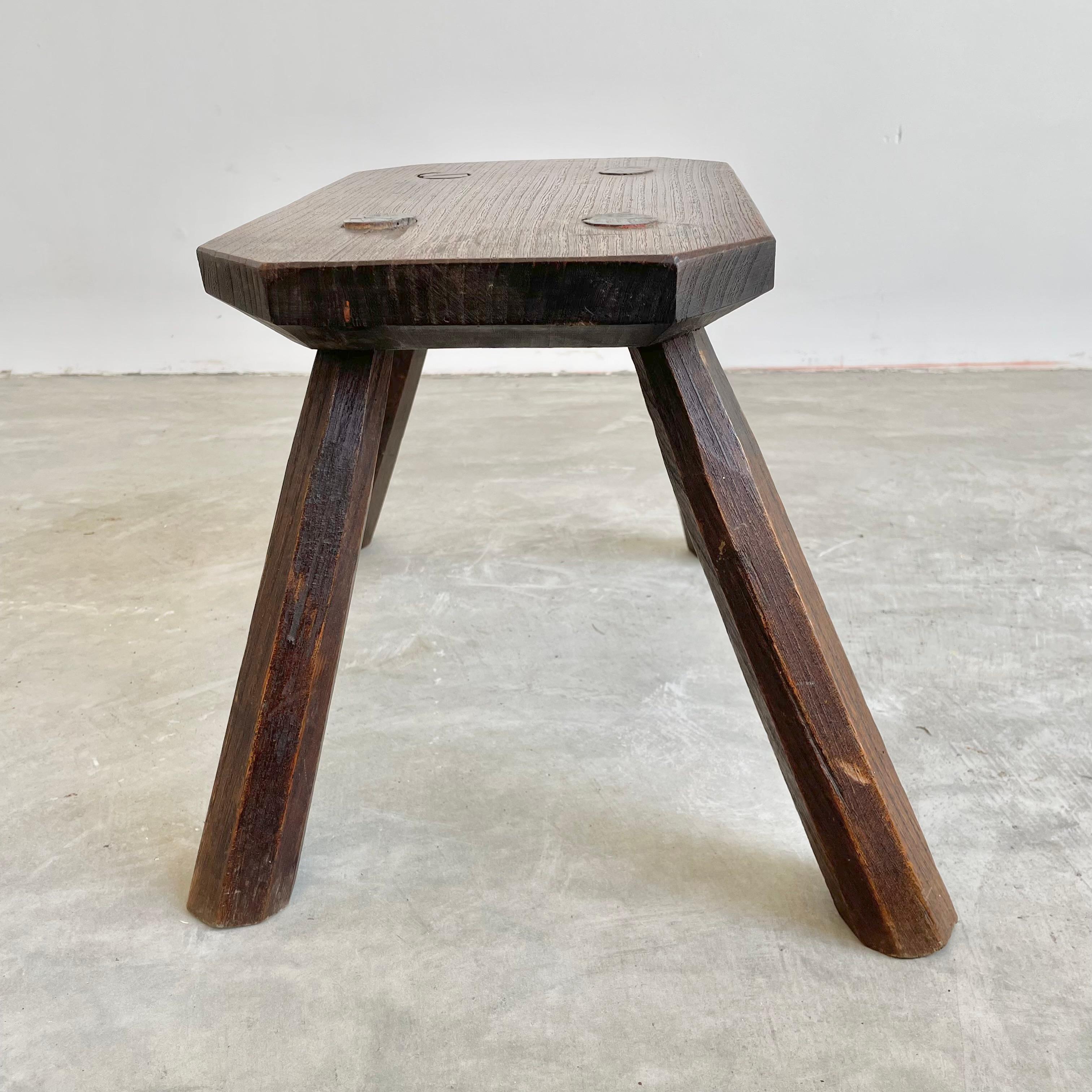 Four Legged Wood Stool, 1960s France In Good Condition In Los Angeles, CA