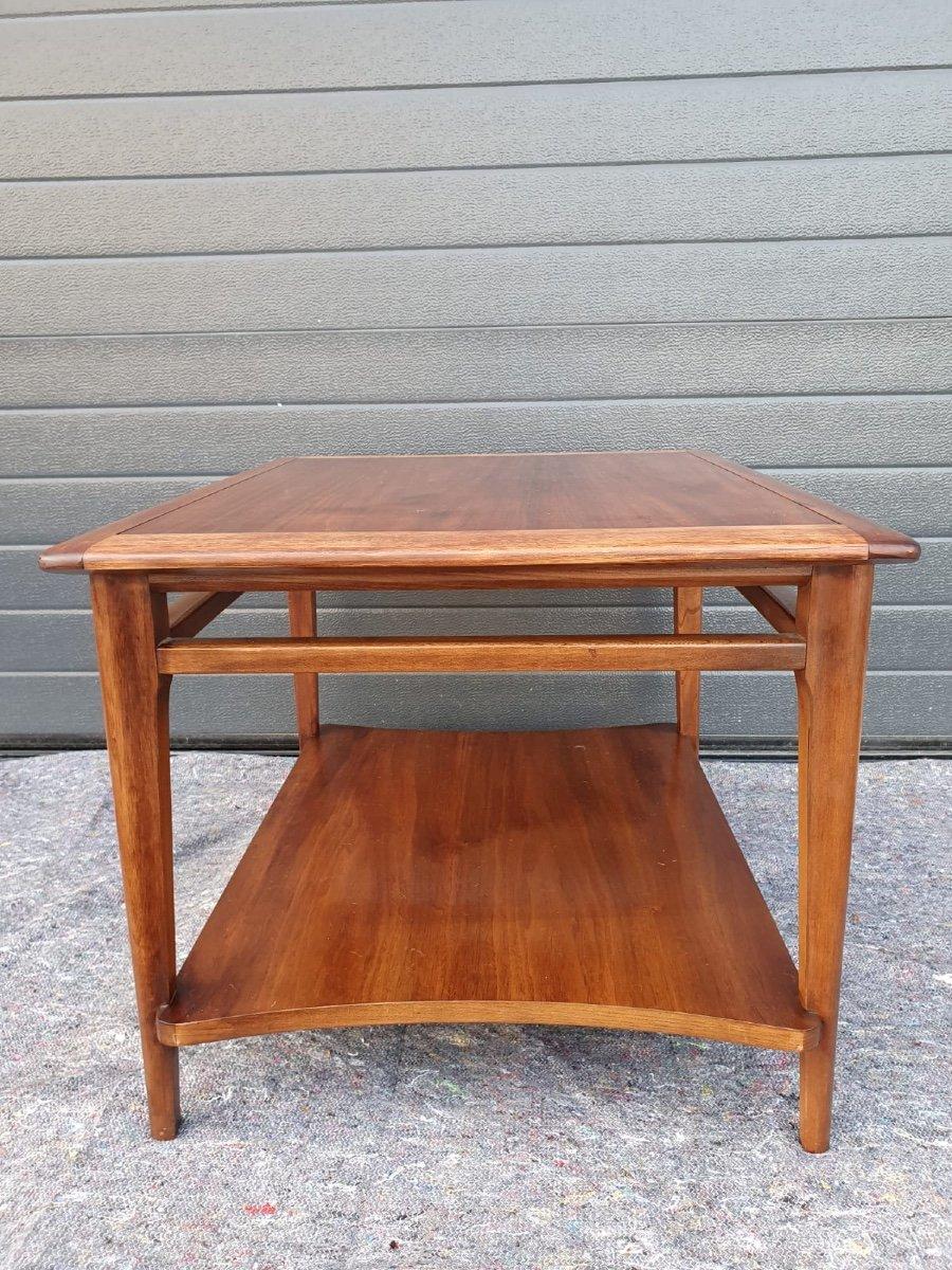 Mid-20th Century Four Legs and Two Trays Oak Side Table, Stamped For Sale