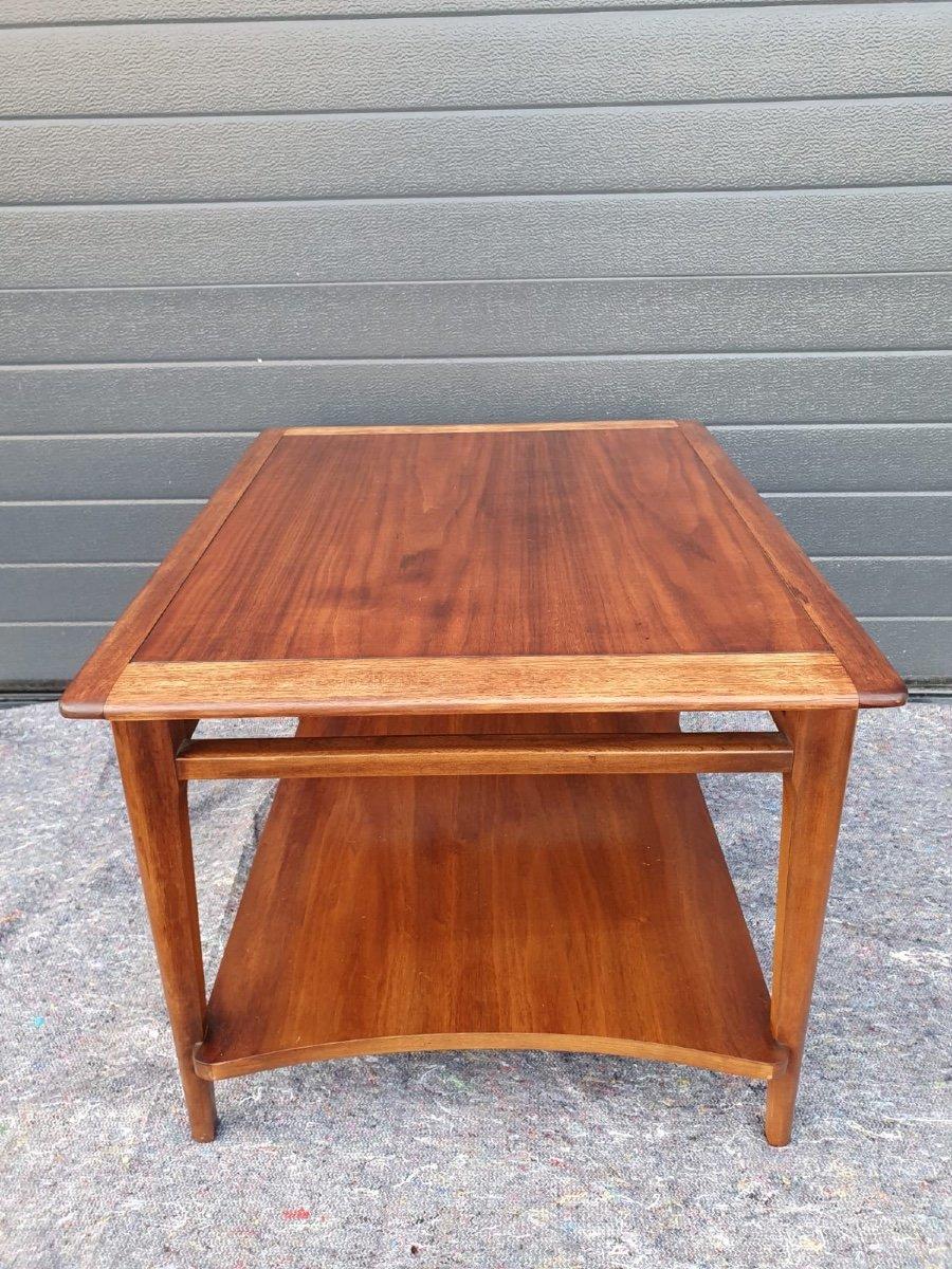 Four Legs and Two Trays Oak Side Table, Stamped For Sale 1