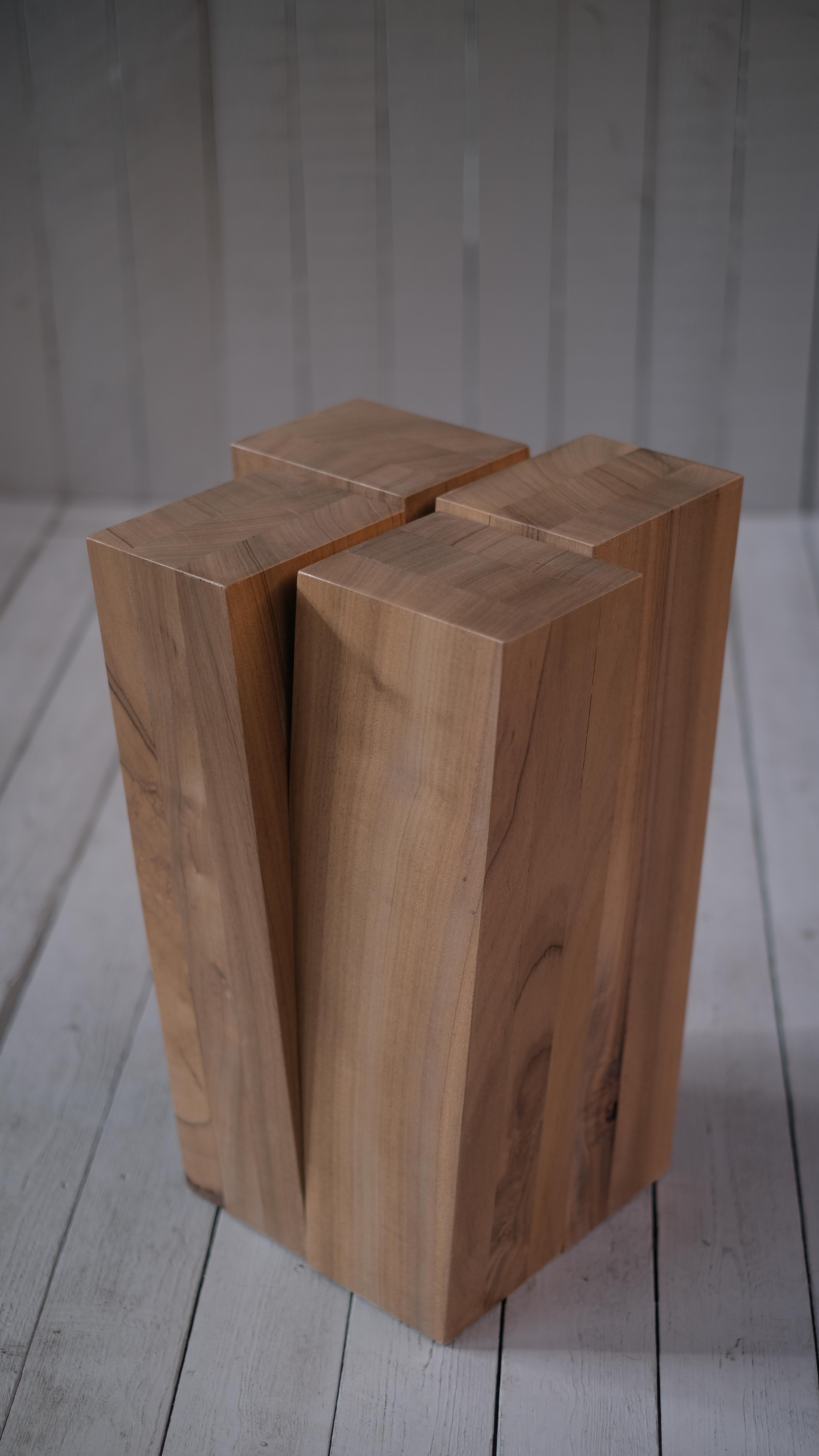 Walnut Four Legs Stool Naturel by Arno Declercq For Sale