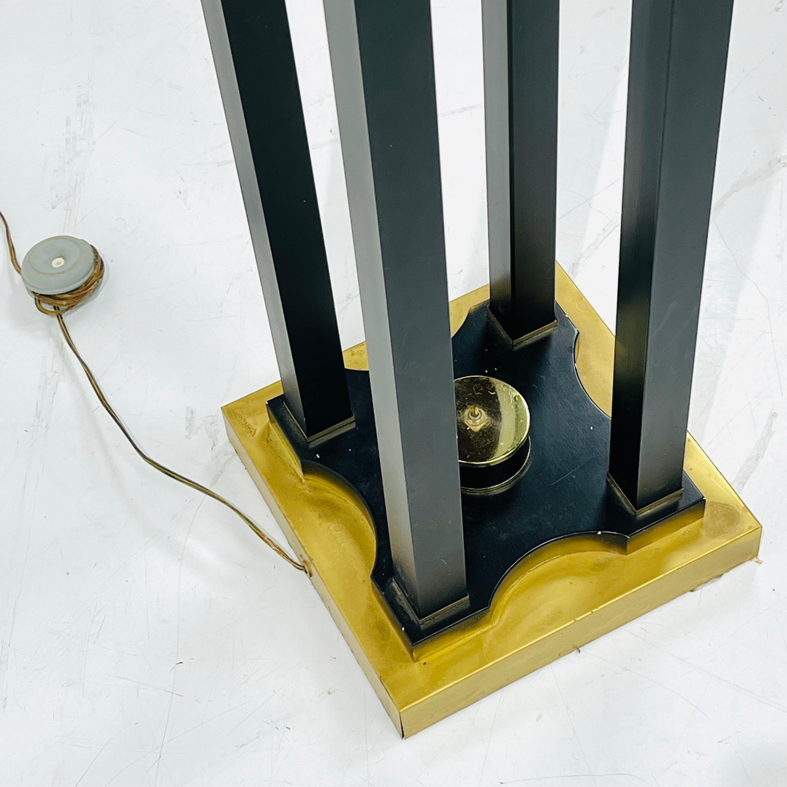 Four Light Brass & Lucite Torchiere Floor Lamp For Sale 12