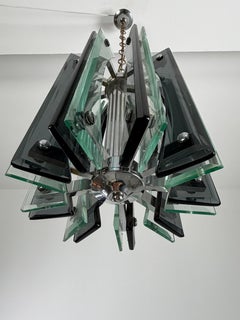 Four-light Chandelier attributed to Veca in Nile green Murano glass, 1960s