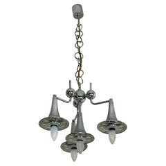 Four-light Chandelier in steel and Murano glass attributed to Reggiani, 1960s