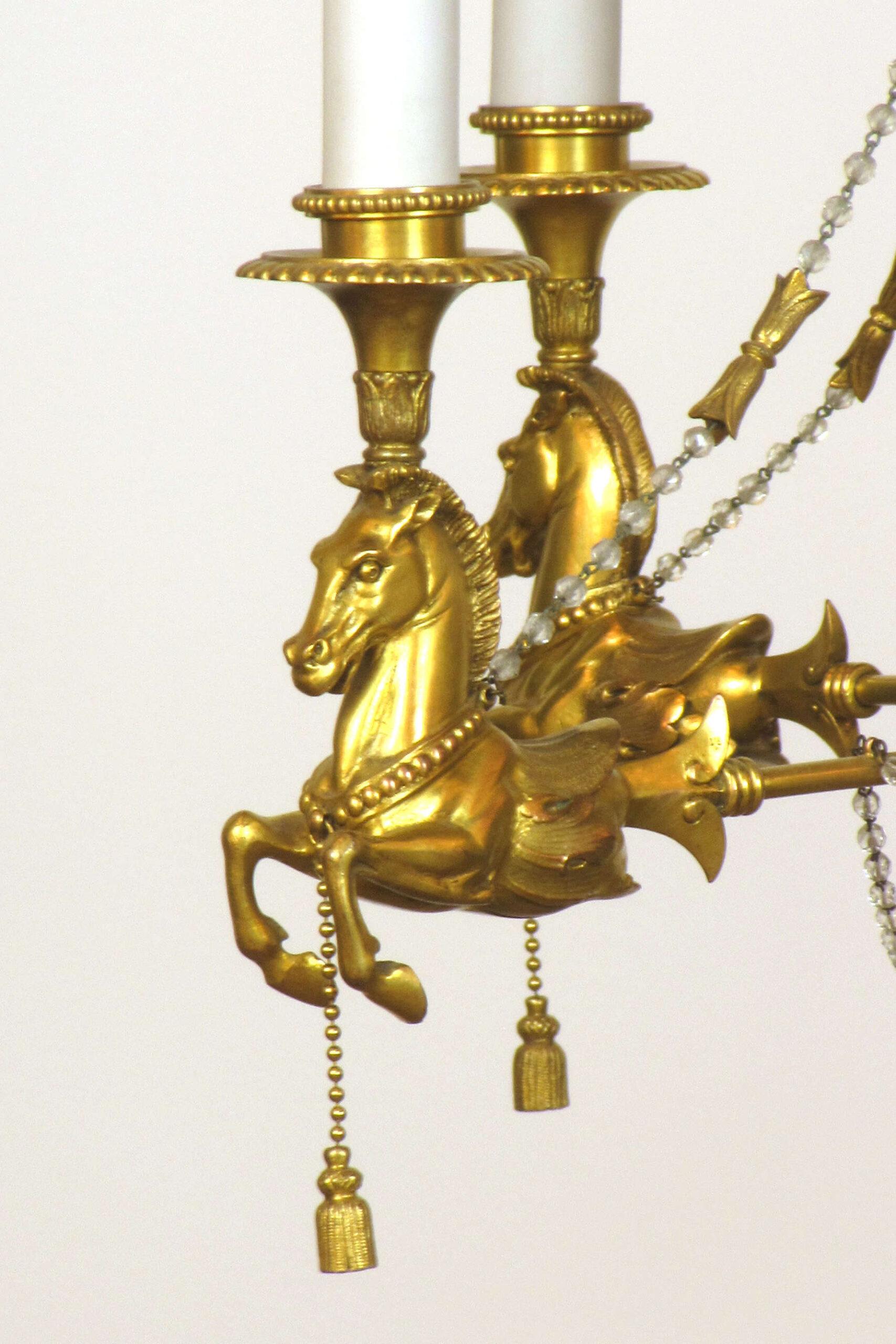 Four Light French Napoleon III Horse Chandelier For Sale 1
