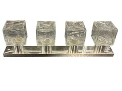 Empotrable de cuatro luces de cristal de cubo de hielo y cromo de Kalmar Leuchten, década de 1970