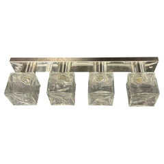 Empotrable de cuatro luces de cristal de cubo de hielo y cromo de Kalmar Leuchten, década de 1970