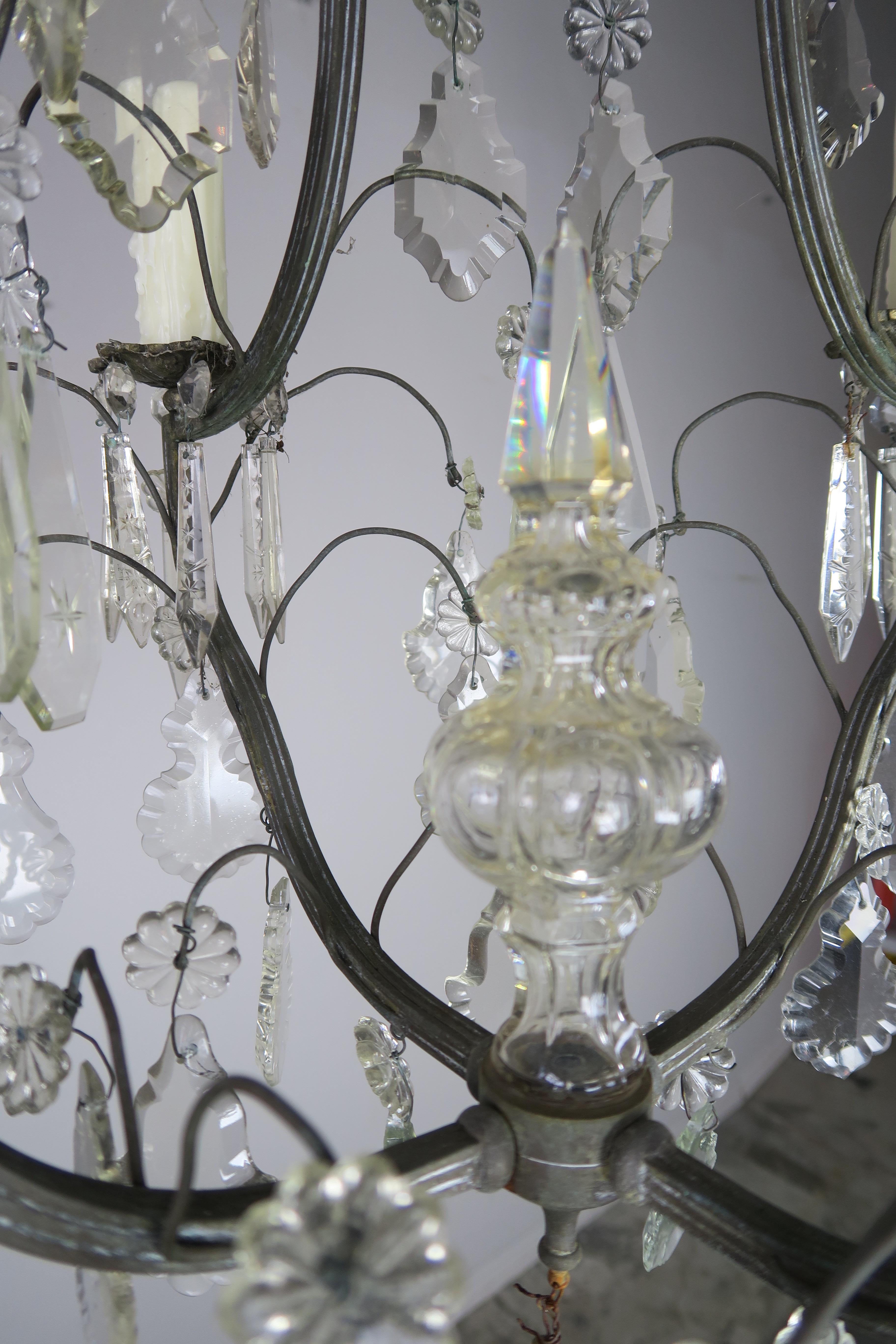 Four-Light Italian Crystal Chandelier, circa 1930s 4