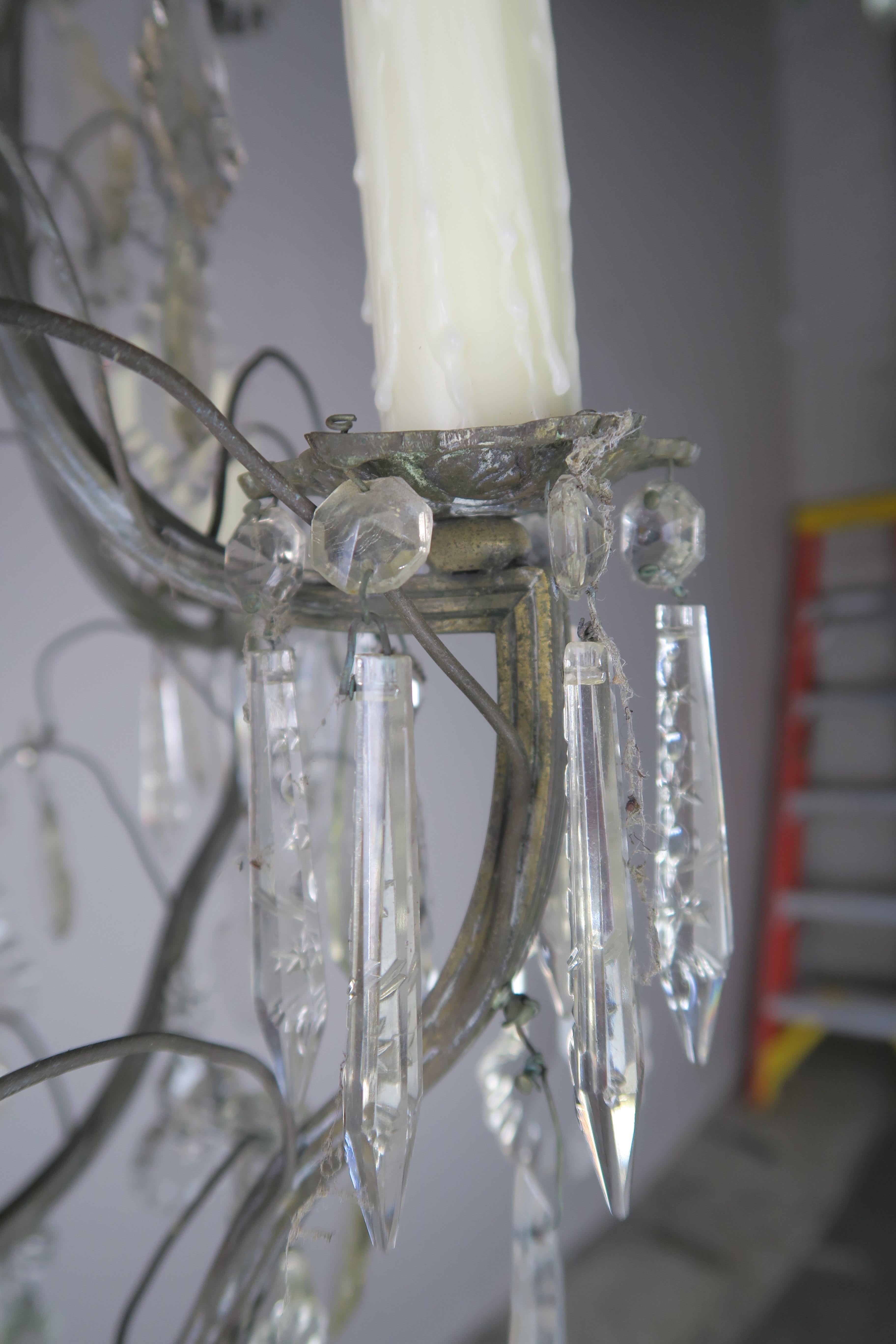 Four-Light Italian Crystal Chandelier, circa 1930s 1