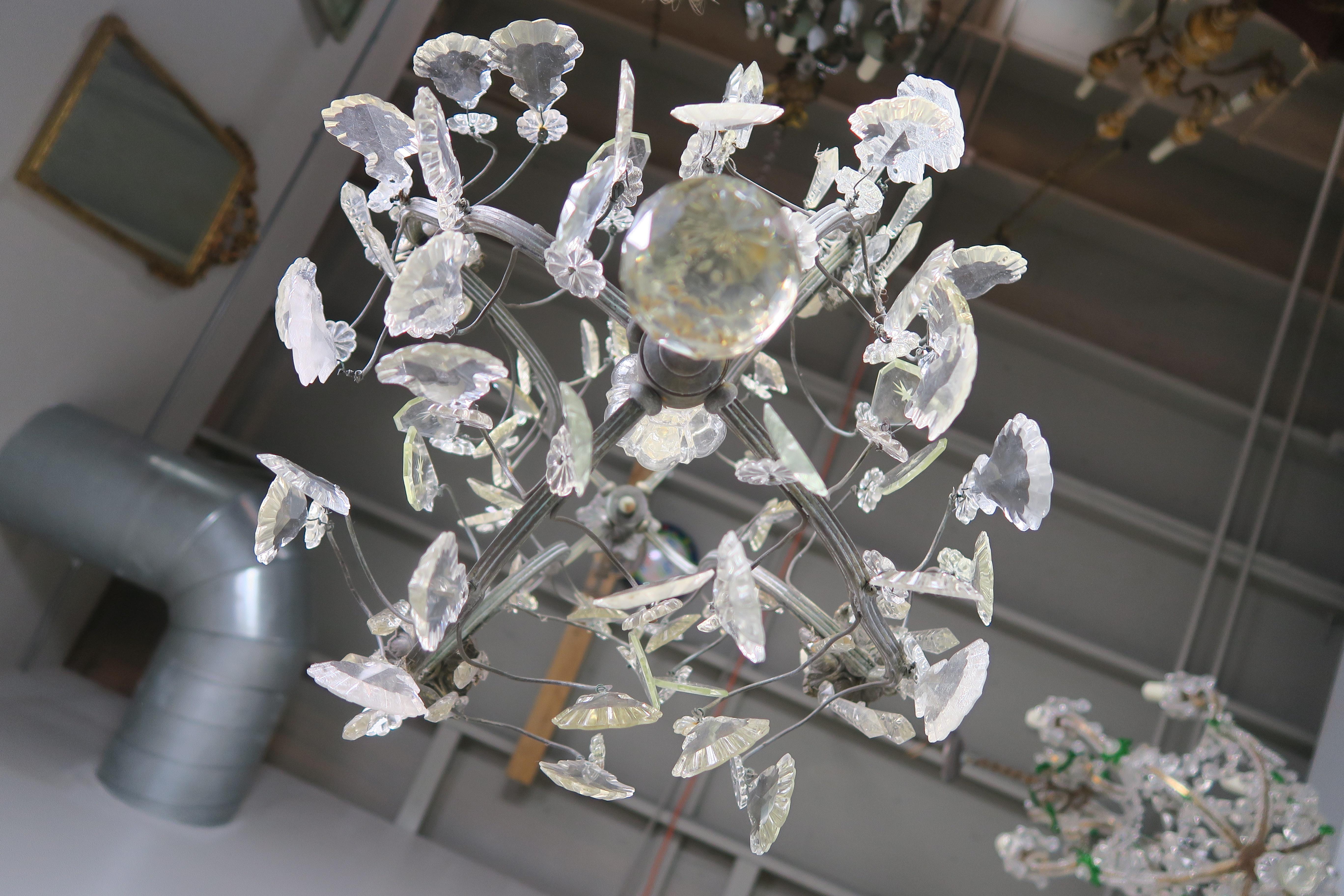 Four-Light Italian Crystal Chandelier, circa 1930s 2