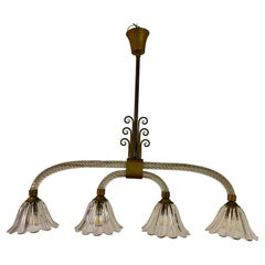 Retro Four Light Murano Chandelier attributed to Barovier and Toso