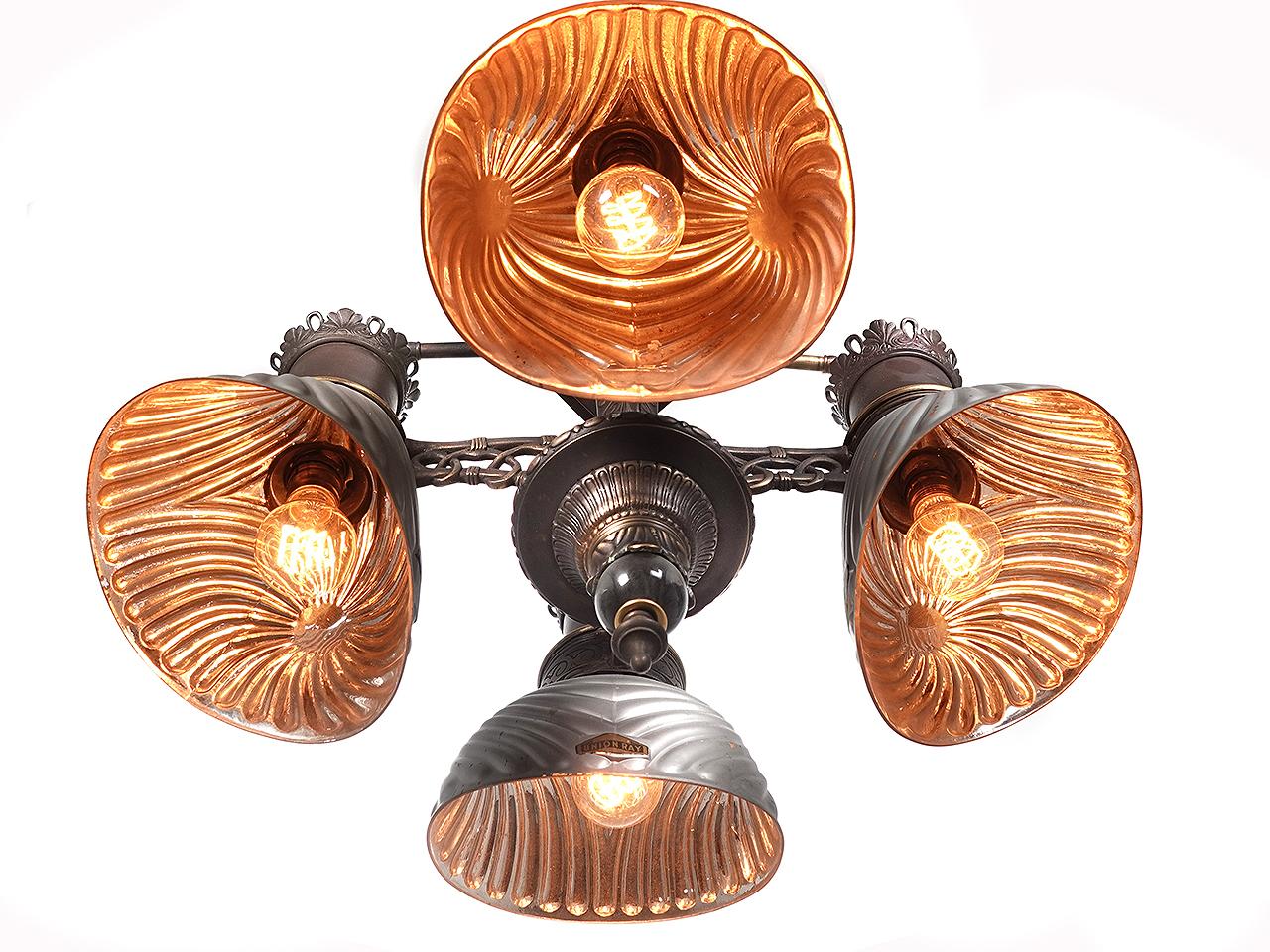 American Four Light Railroad Center Chandelier For Sale
