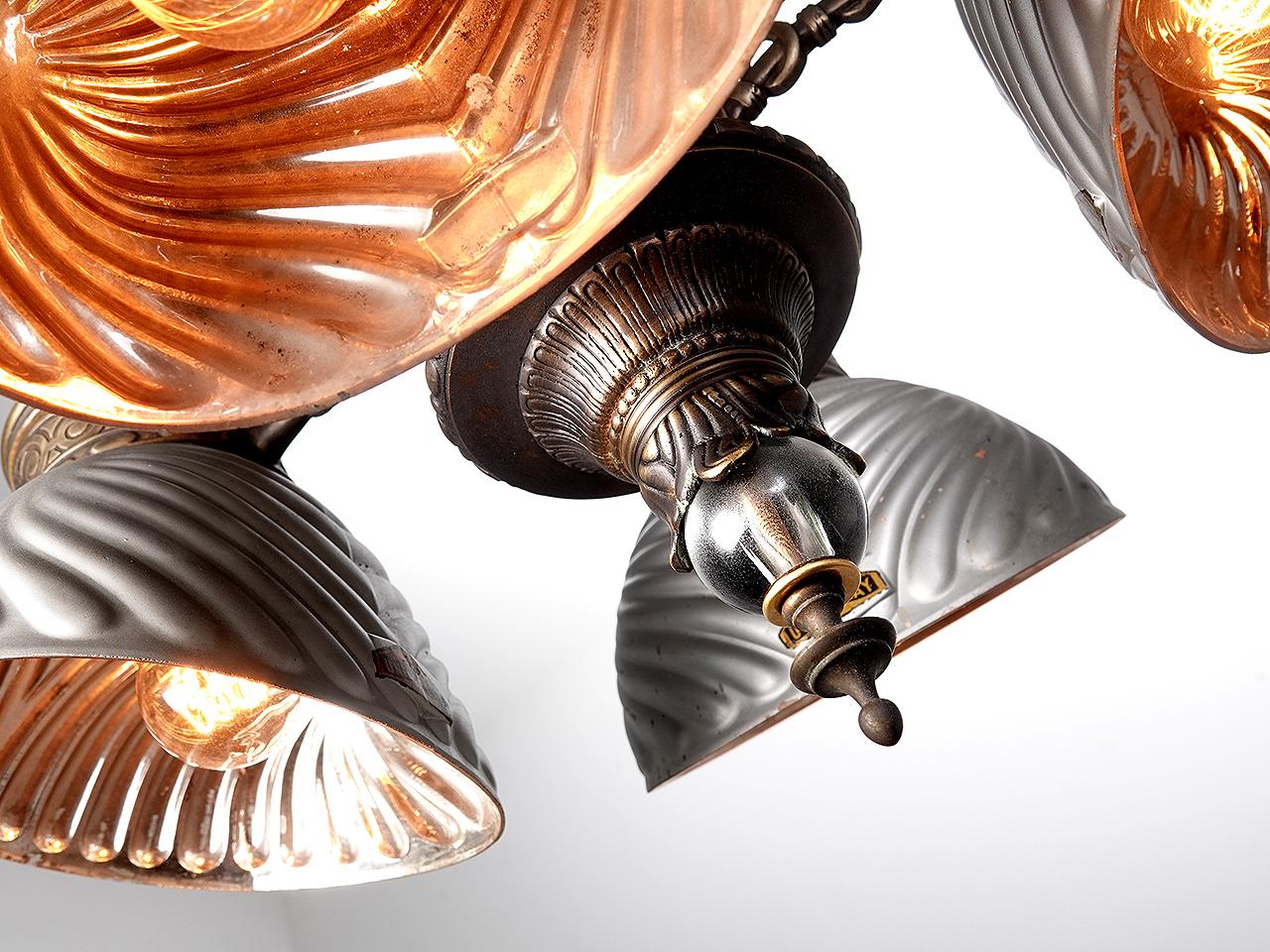 19th Century Four Light Railroad Center Chandelier For Sale