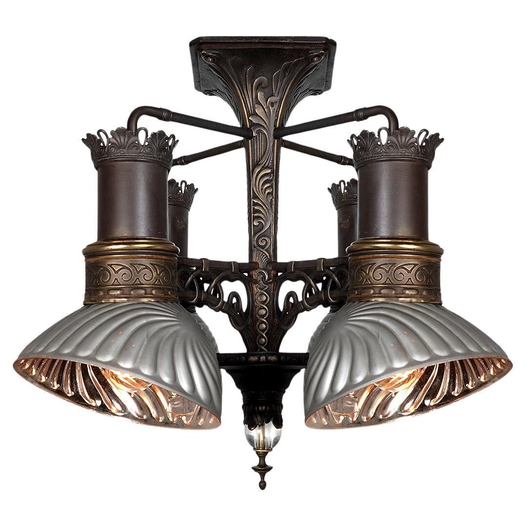 Four Light Railroad Center Chandelier