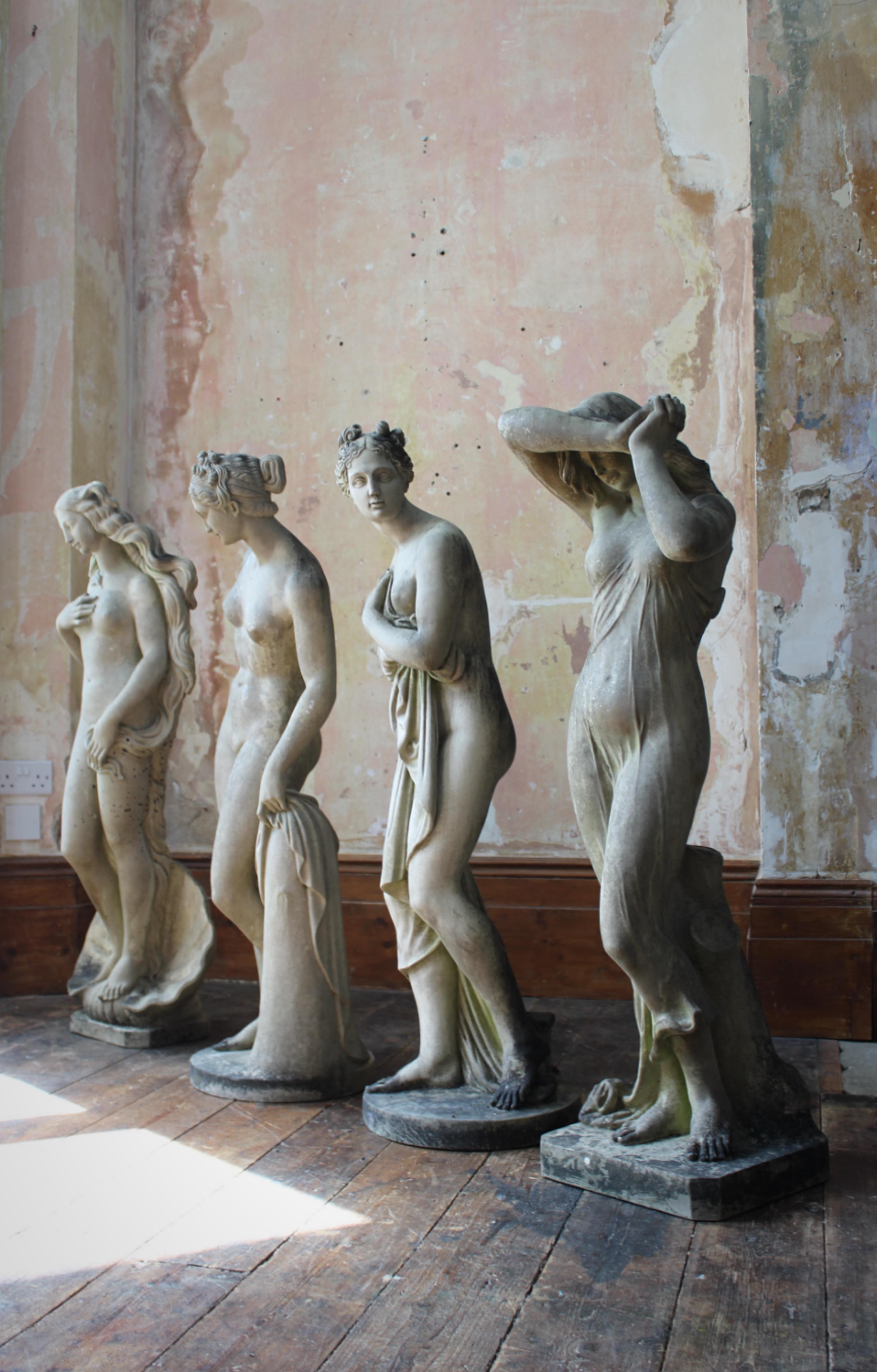 Four Lorenzo Dal Torrione Classicist Grand Tour Female Statues Pietrasanta Italy For Sale 2