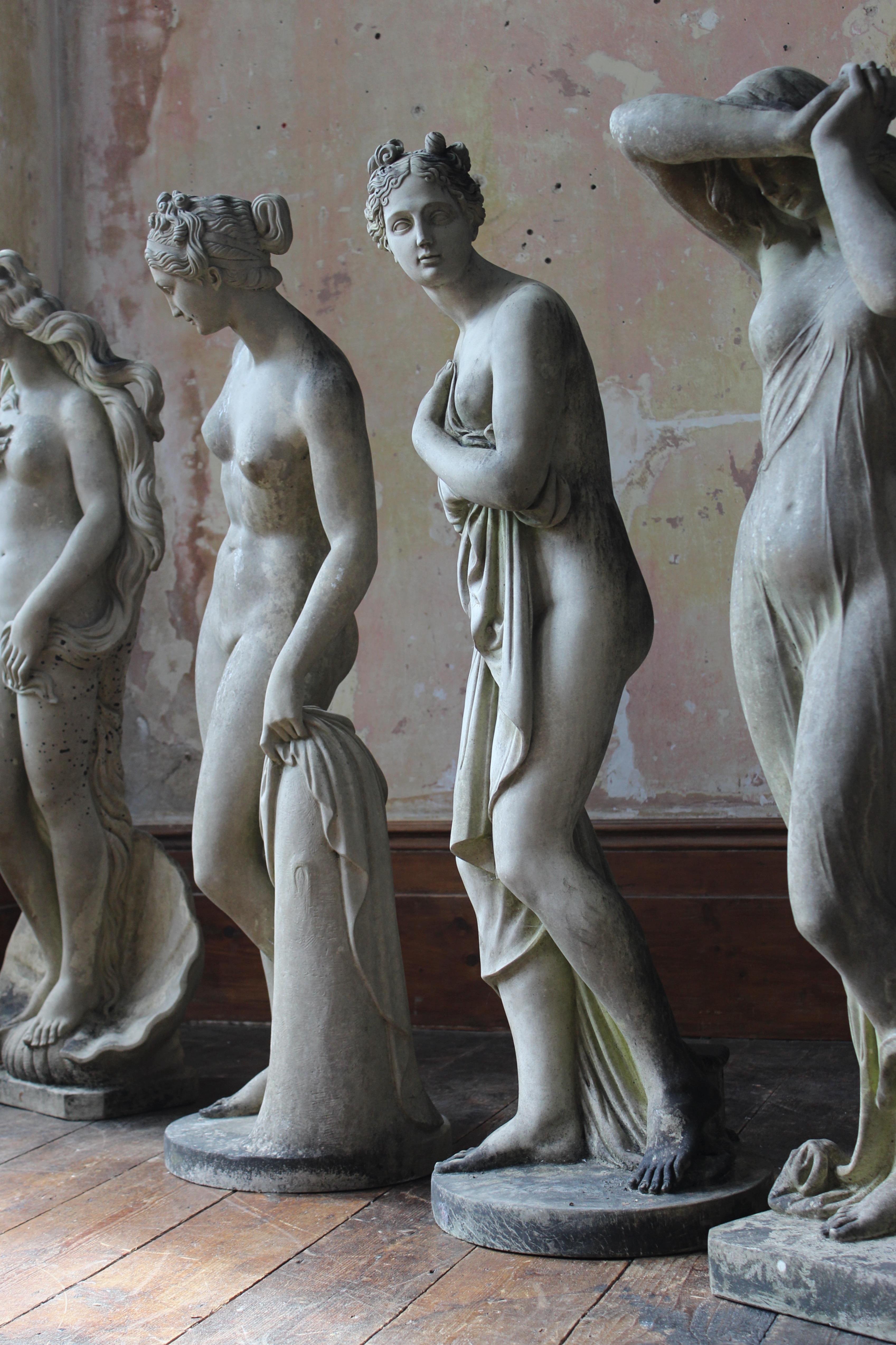 Four Lorenzo Dal Torrione Classicist Grand Tour Female Statues Pietrasanta Italy For Sale 3