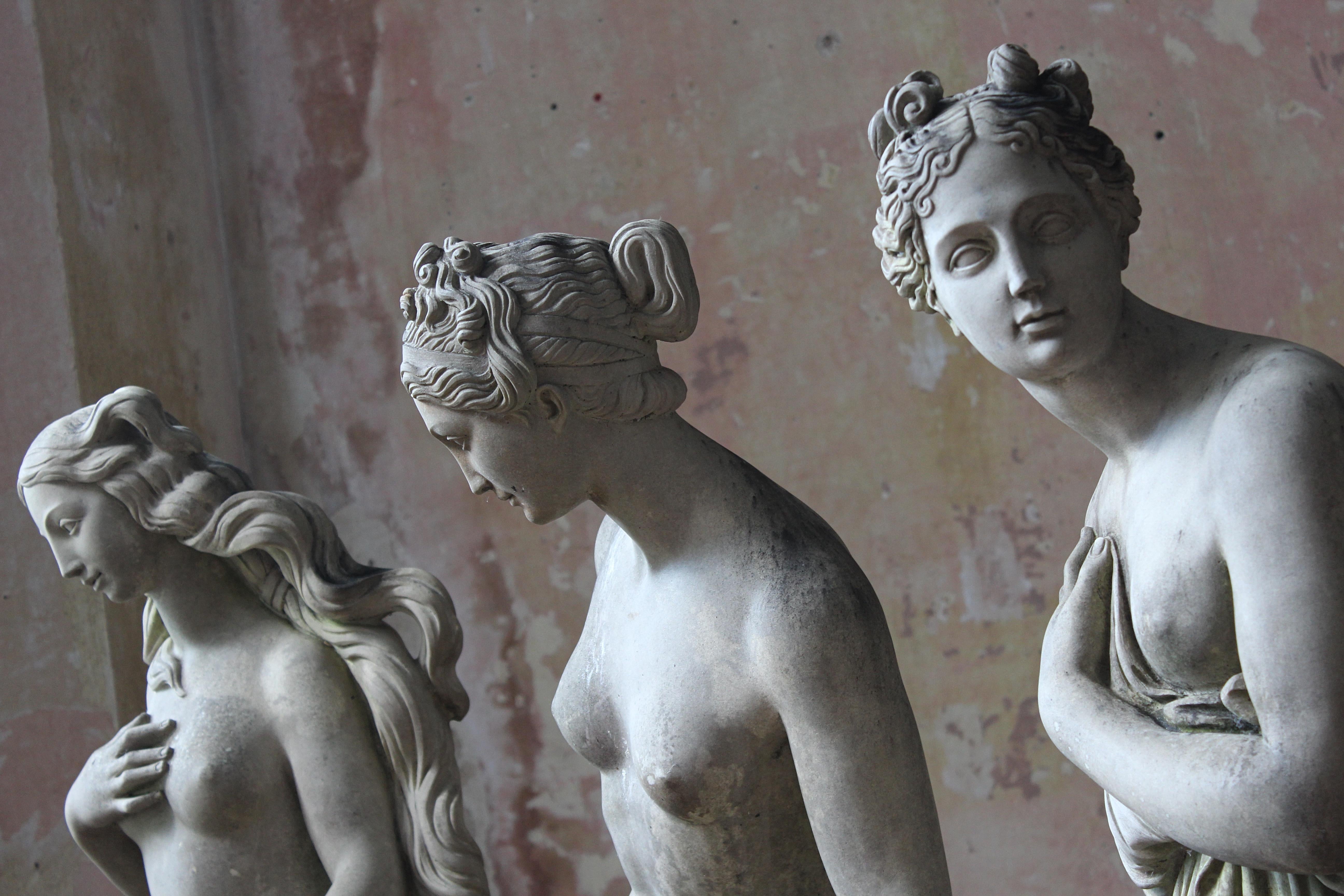 Marble Four Lorenzo Dal Torrione Classicist Grand Tour Female Statues Pietrasanta Italy For Sale