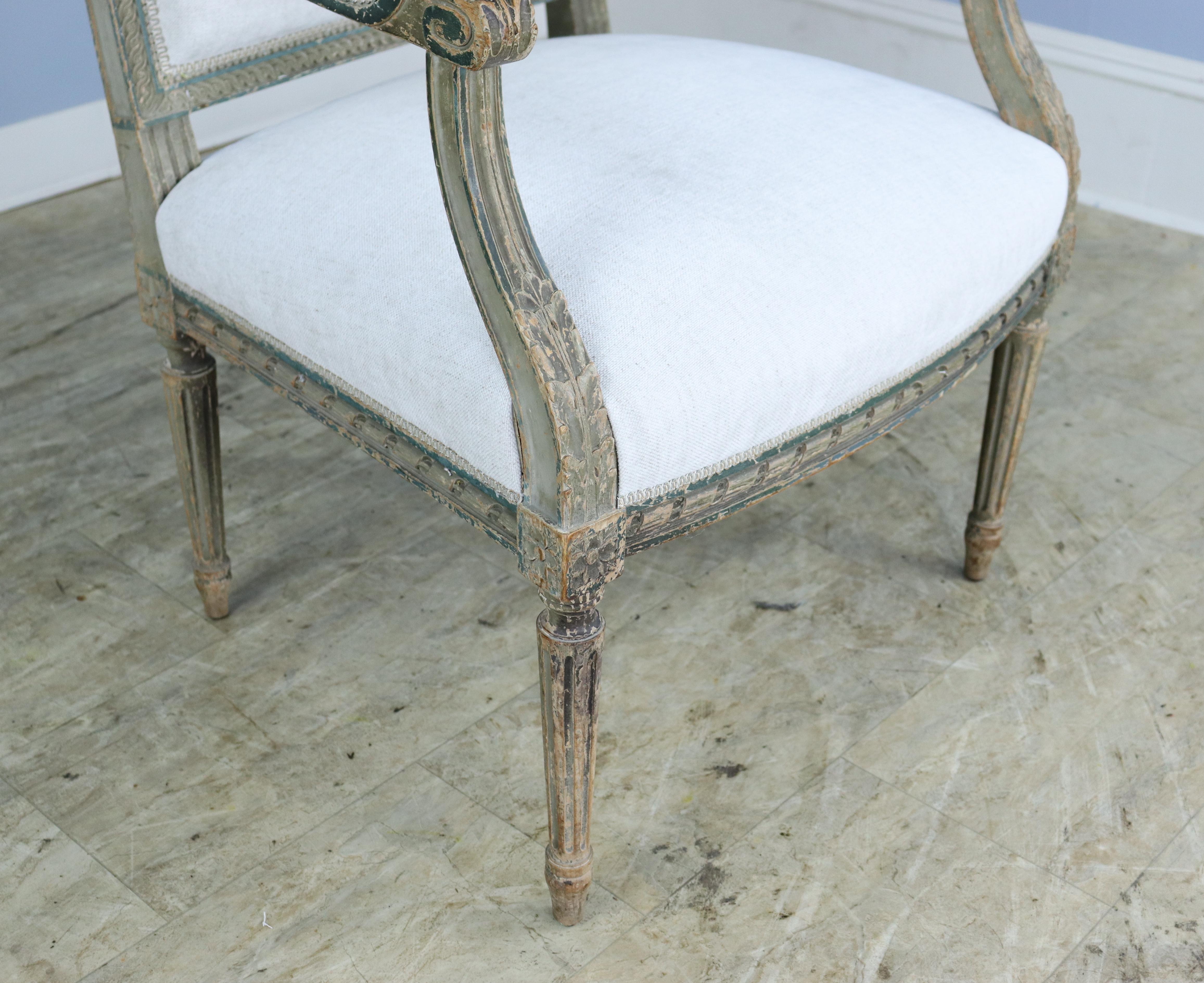 Four Louis XVI Armchairs, Original Paint and Condition For Sale 4