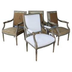 Four Louis XVI Armchairs, Original Paint and Condition