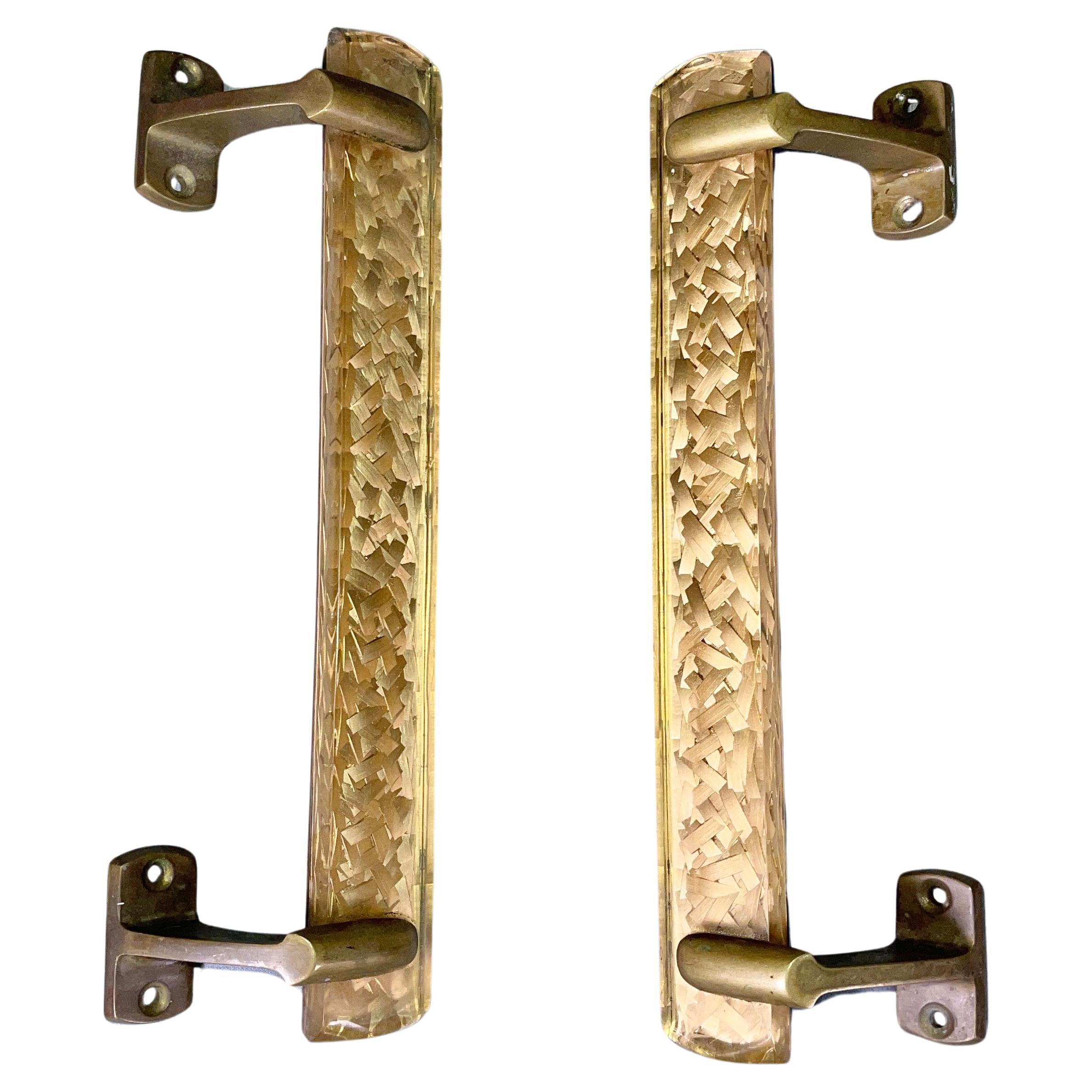 Quatre poignées de porte Eglomisse et bronze