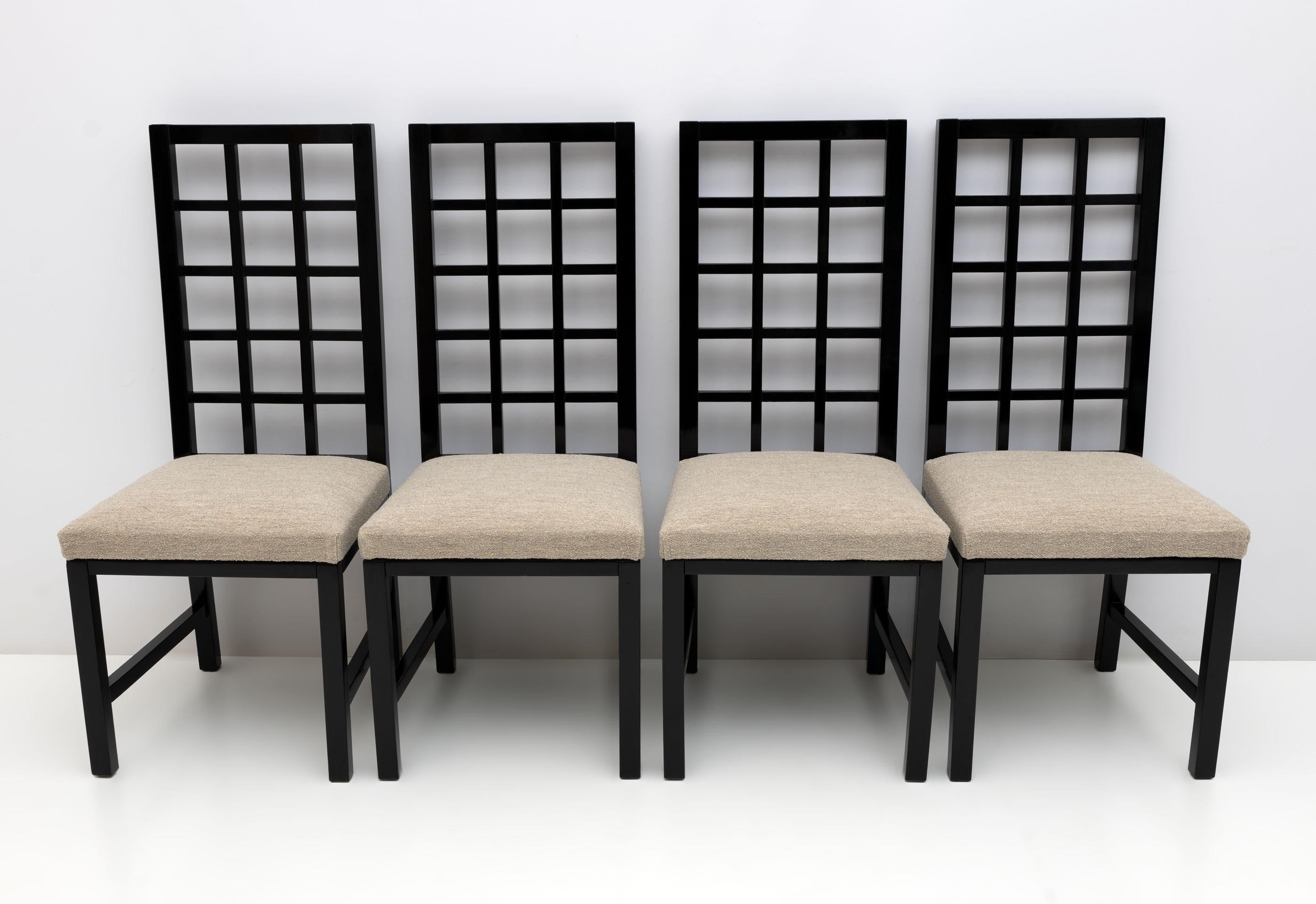 Vier schwarz lackierte Stühle mit hoher Rückenlehne im Mackintosh-Stil, 1979 (Italienisch) im Angebot
