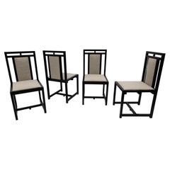 Four Mackintosh Style Black Lacquered High Back Chairs, 1979