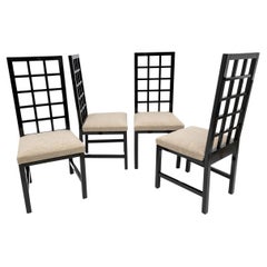 Four Mackintosh Style Black Lacquered High Back Chairs, 1979