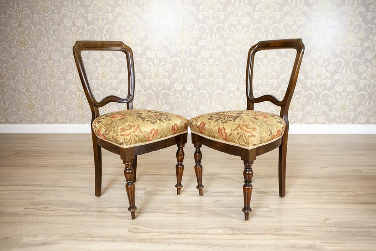 Four Mahogany Chairs in Floral Upholstery, Circa 1930, Set of 4 For Sale 1