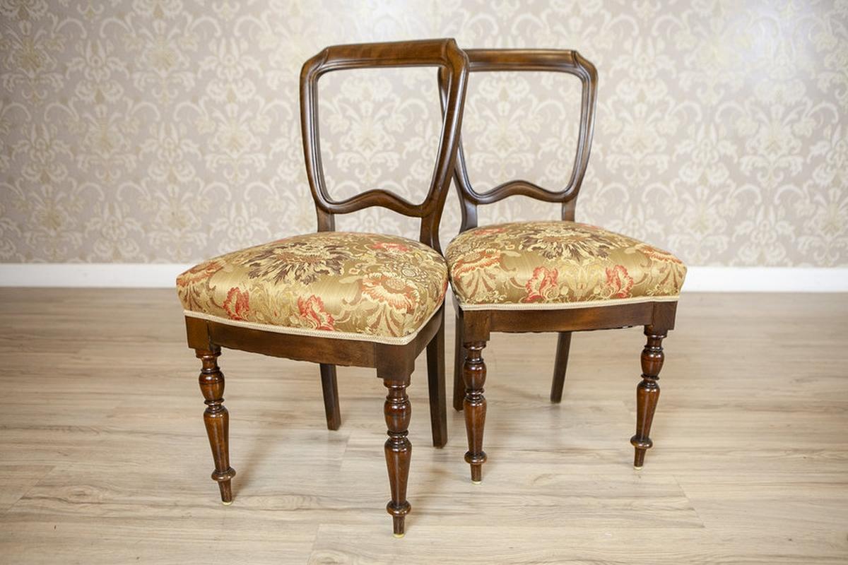 Four Mahogany Chairs in Floral Upholstery, Circa 1930, Set of 4 For Sale 4