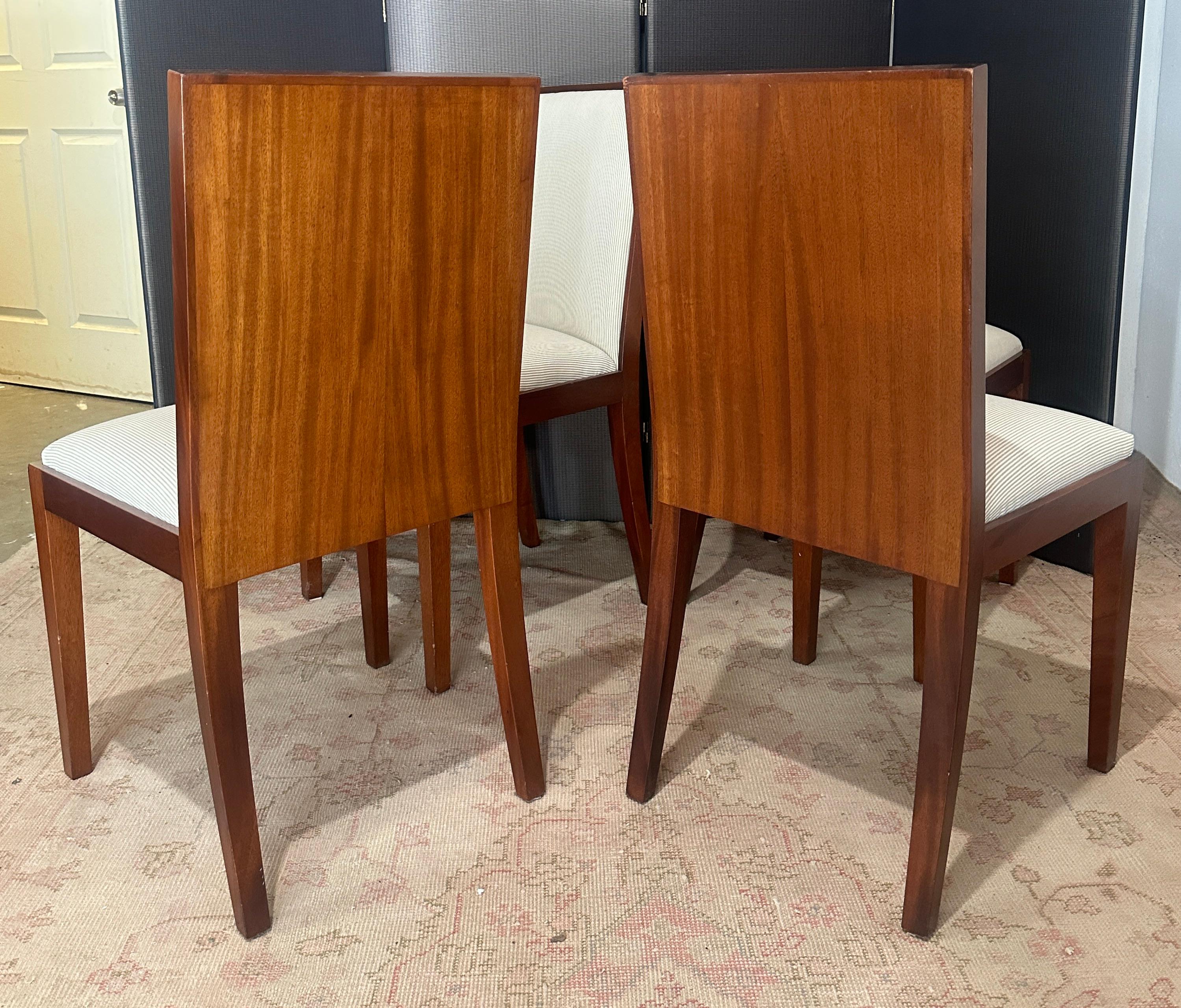 Mid-Century Modern Four Mahogany Dining Chairs in the manner of Jean Michele Frank For Sale