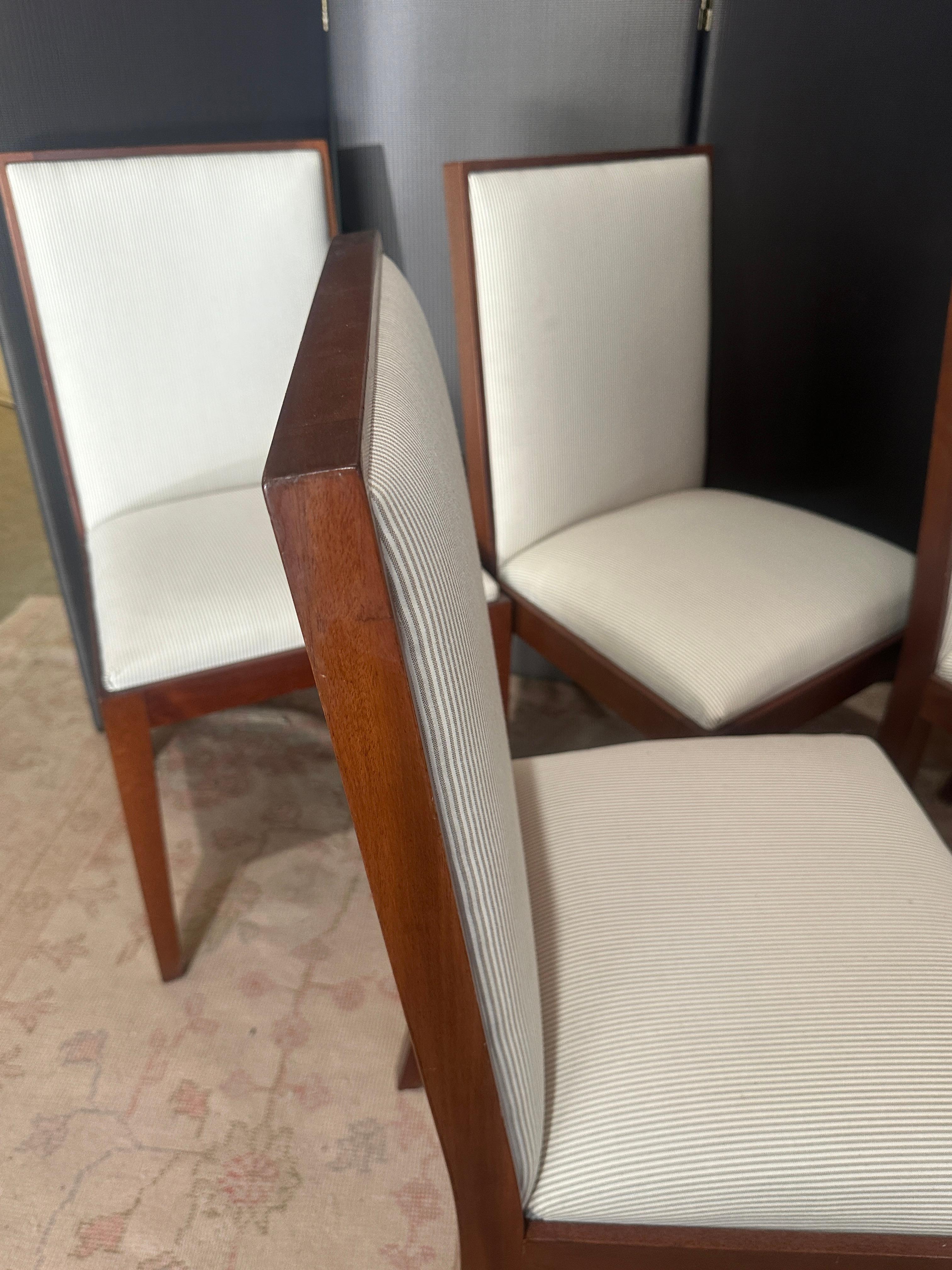 Four Mahogany Dining Chairs in the manner of Jean Michele Frank In Good Condition For Sale In San Francisco, CA