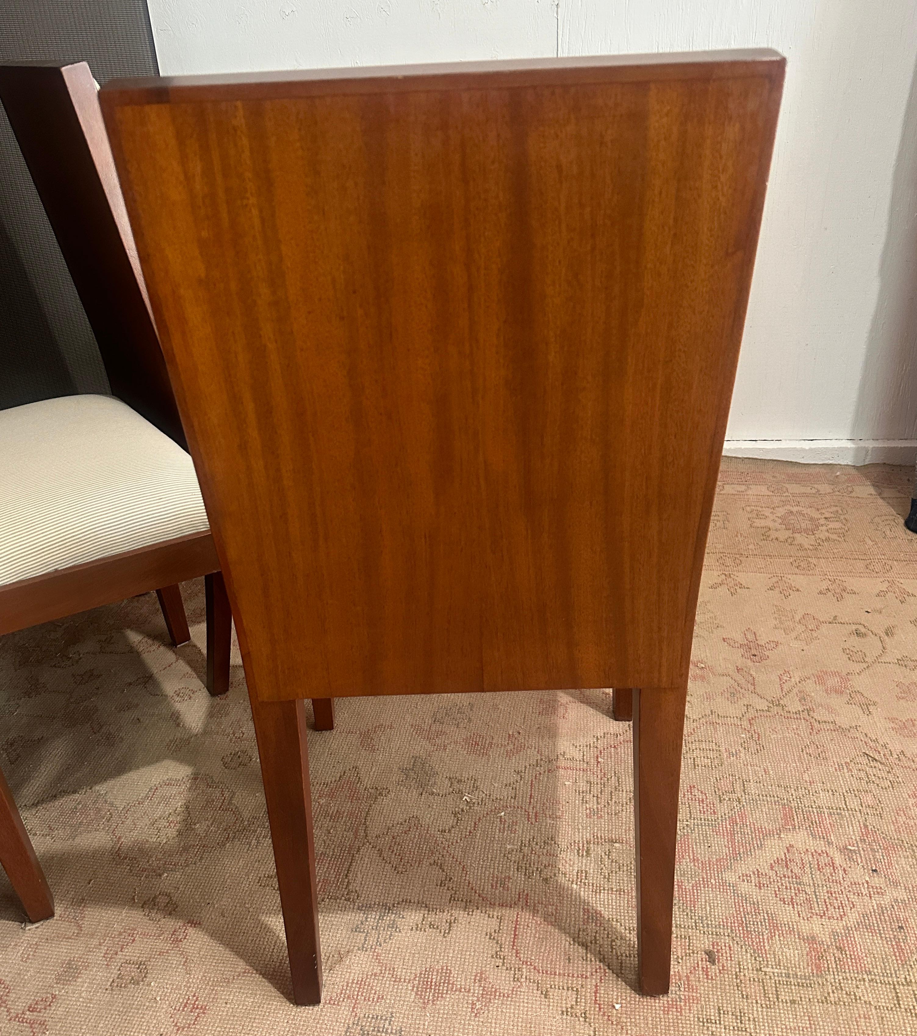 20th Century Four Mahogany Dining Chairs in the manner of Jean Michele Frank For Sale