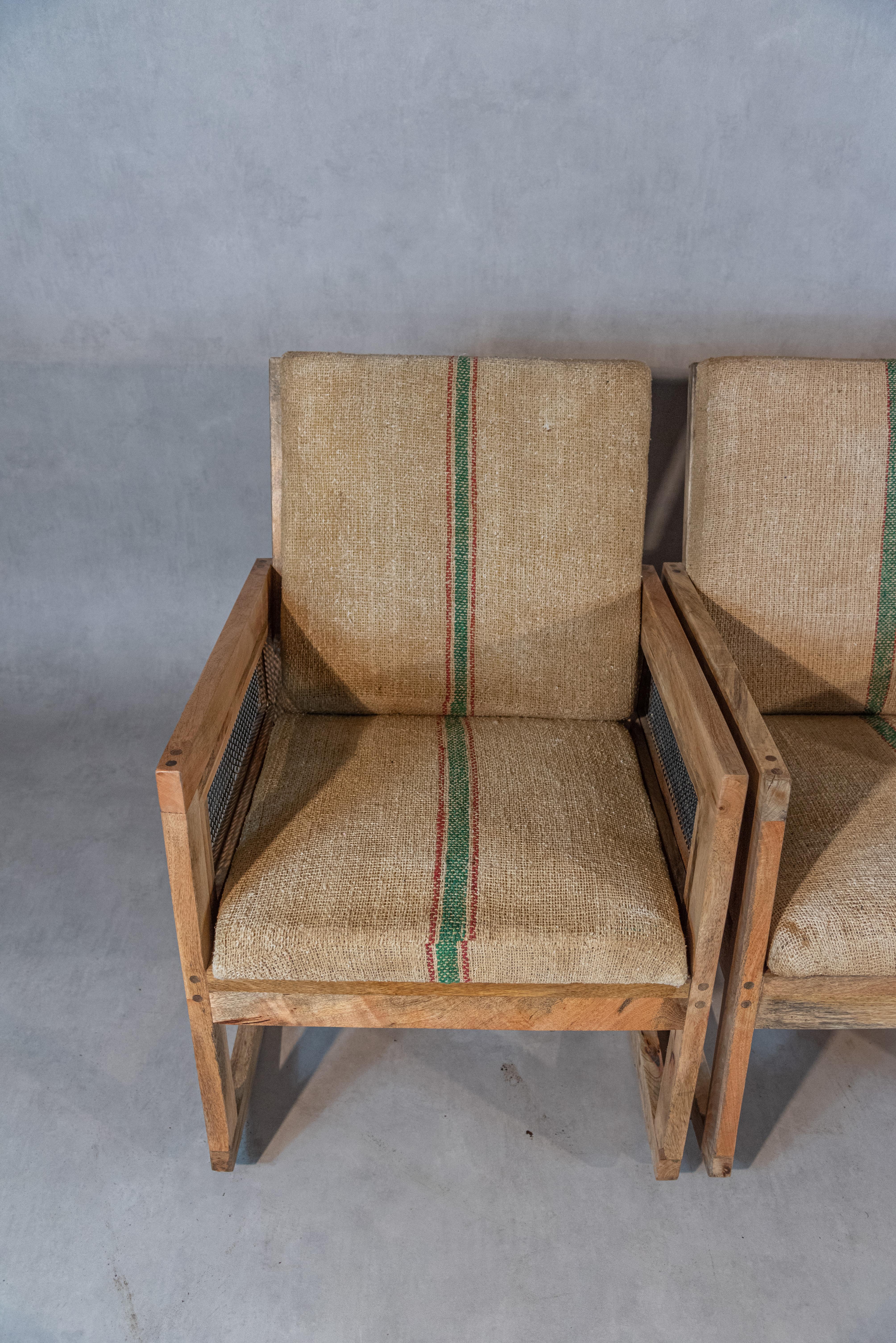 Caning Four Mahogany & Hemp French Rocking Chairs For Sale