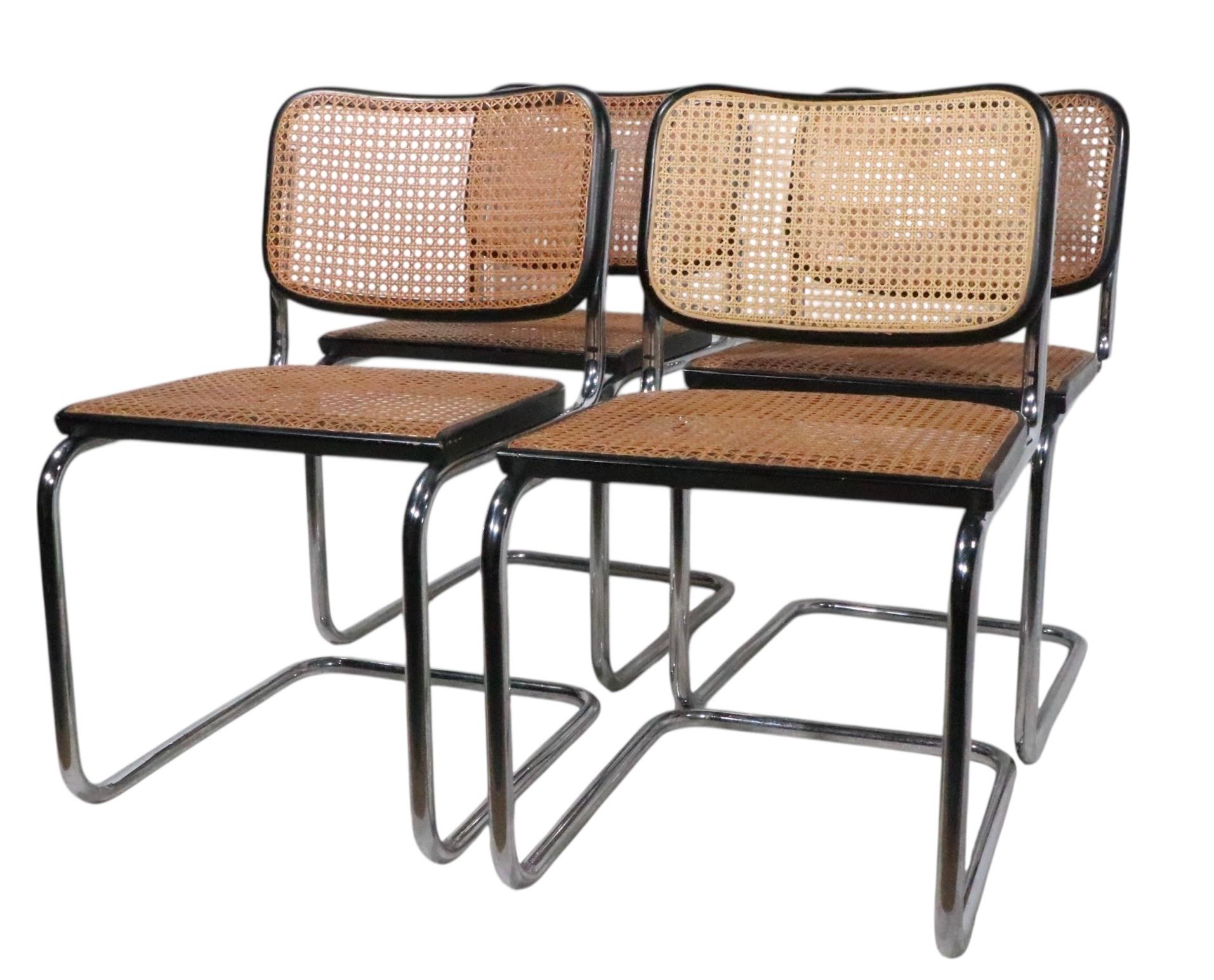 Vier Marcel Breuer Cesca Stühle Made in Italy ca. 1970's im Angebot 7