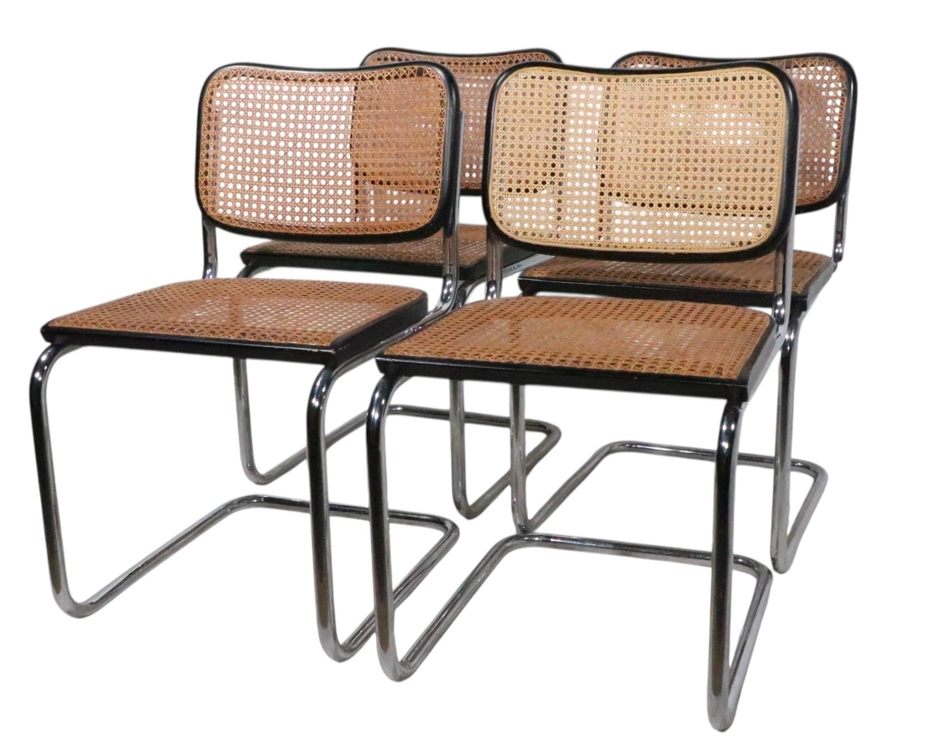Vier Marcel Breuer Cesca Stühle Made in Italy ca. 1970's im Angebot 8