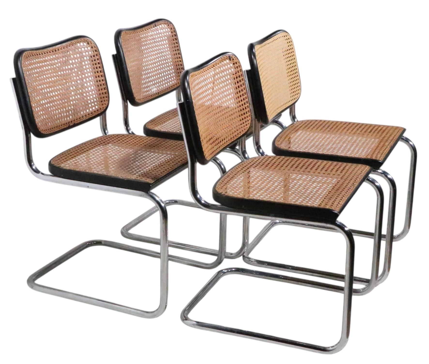 Vier Marcel Breuer Cesca Stühle Made in Italy ca. 1970's im Angebot 9