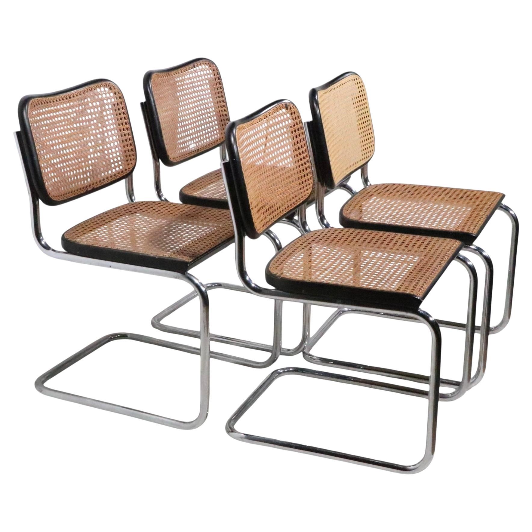 Four Marcel Breuer Cesca Chairs Made in Italy circa 1970
s