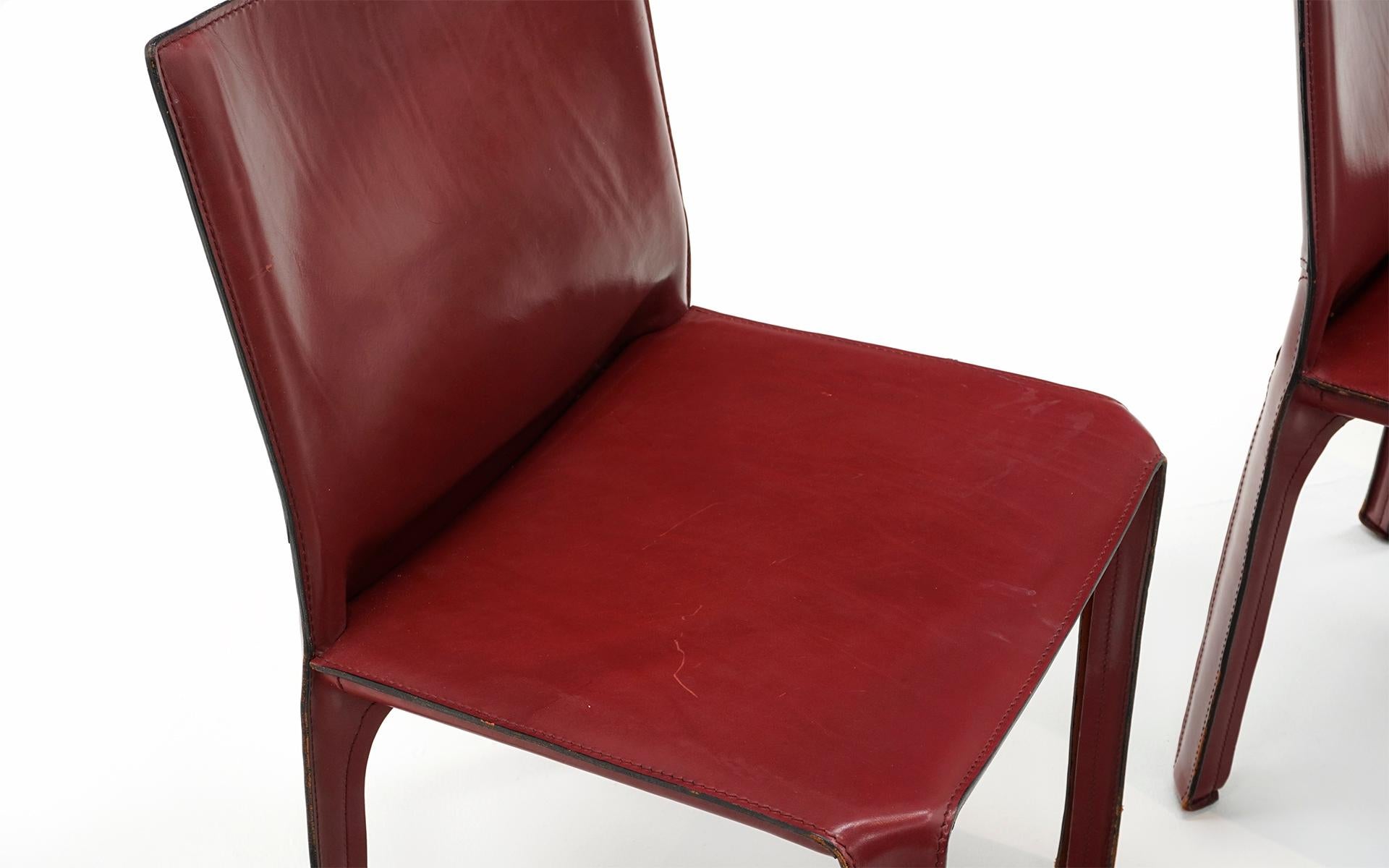 Italian Four Mario Bellini Cab Dining Chairs in Oxblood Leather.  Model 412 for Cassina