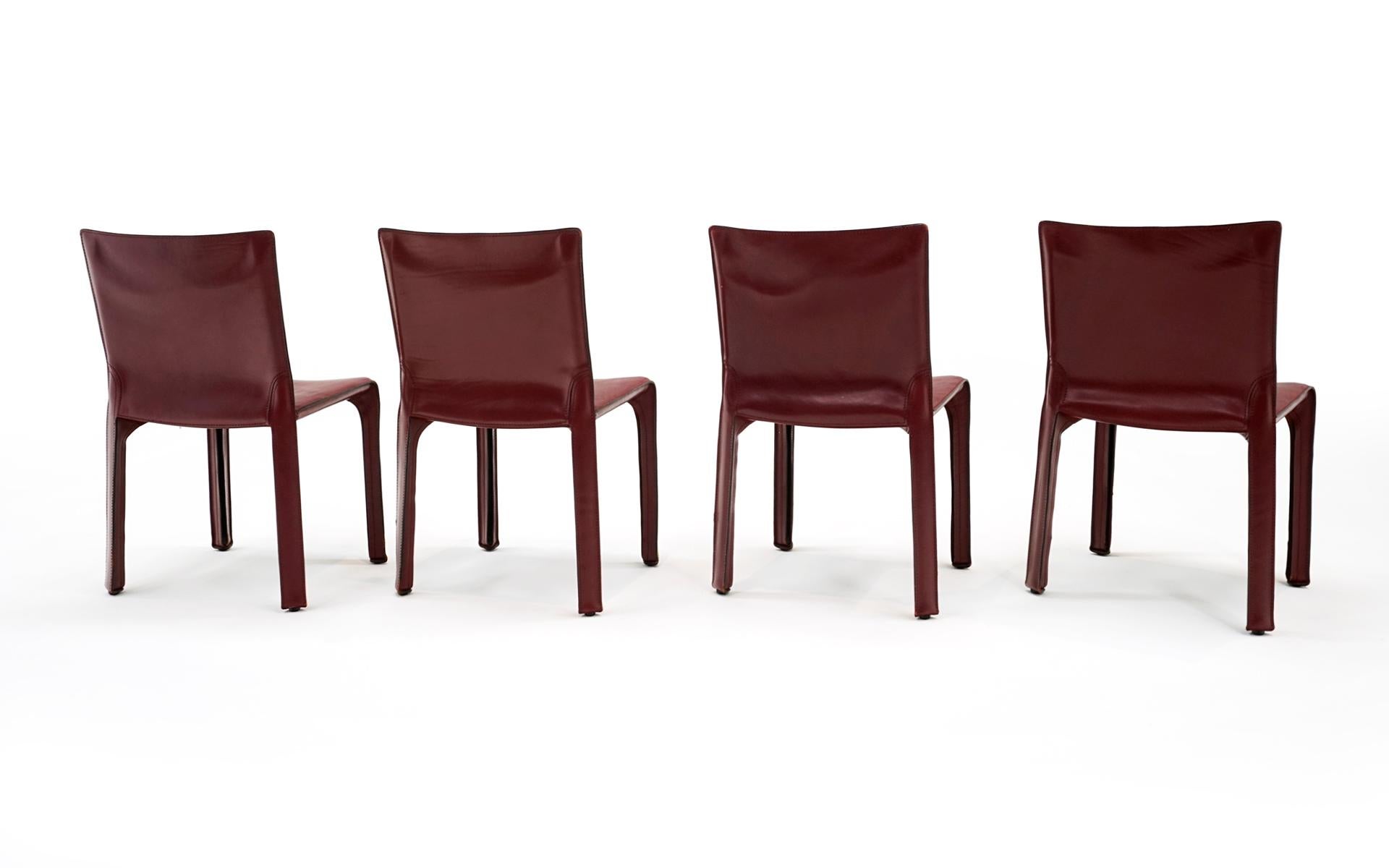 Late 20th Century Four Mario Bellini Cab Dining Chairs in Oxblood Leather.  Model 412 for Cassina