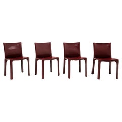 Four Mario Bellini Cab Dining Chairs in Oxblood Leather.  Model 412 for Cassina