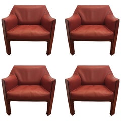 Four Mario Bellini Cassina Cab Lounge Chair