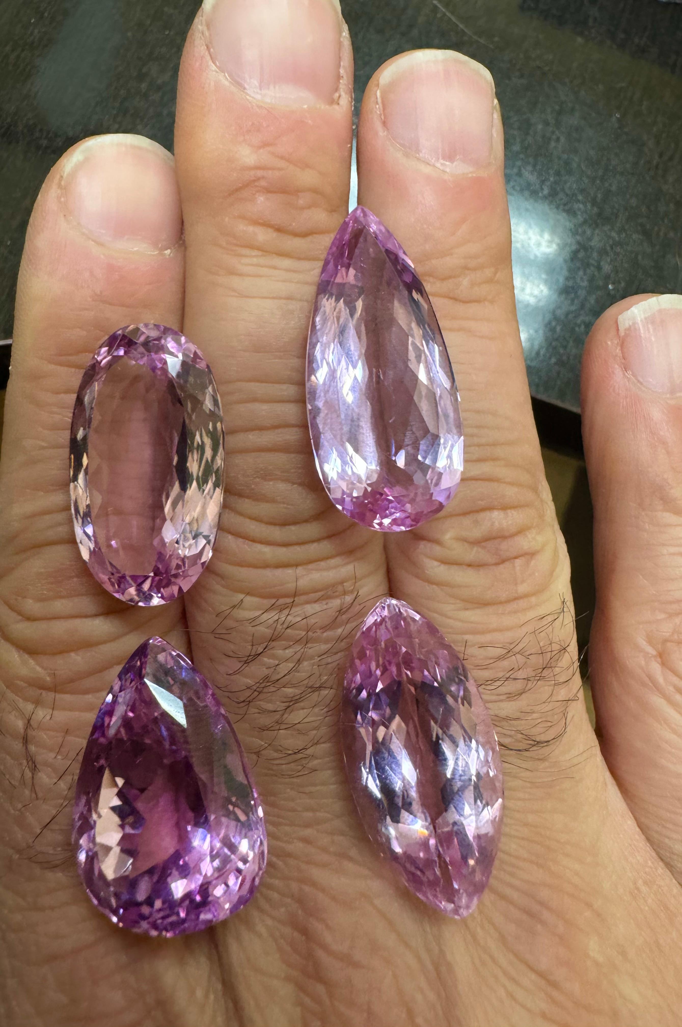 Kunzite ovale en forme de poire marquise non sertie certifiée GIA de 145,90 carats en vente 4