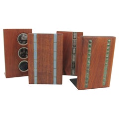 Four Marshall Studio Martz tile on walnut modernist  book ends