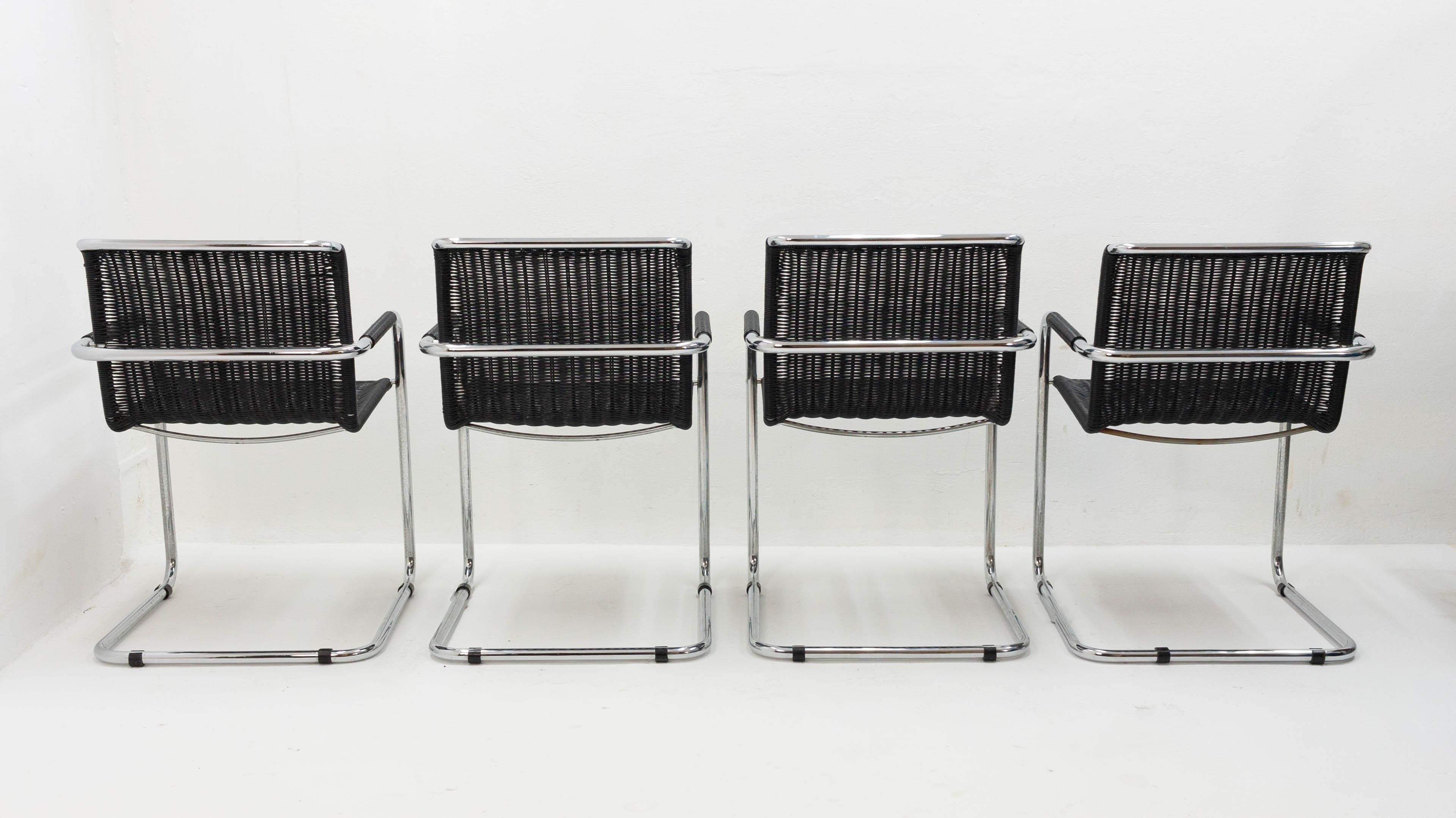 Four Mart Stam cantiliver chairs by Fasem Italy 70s  In Good Condition In Den Haag, NL