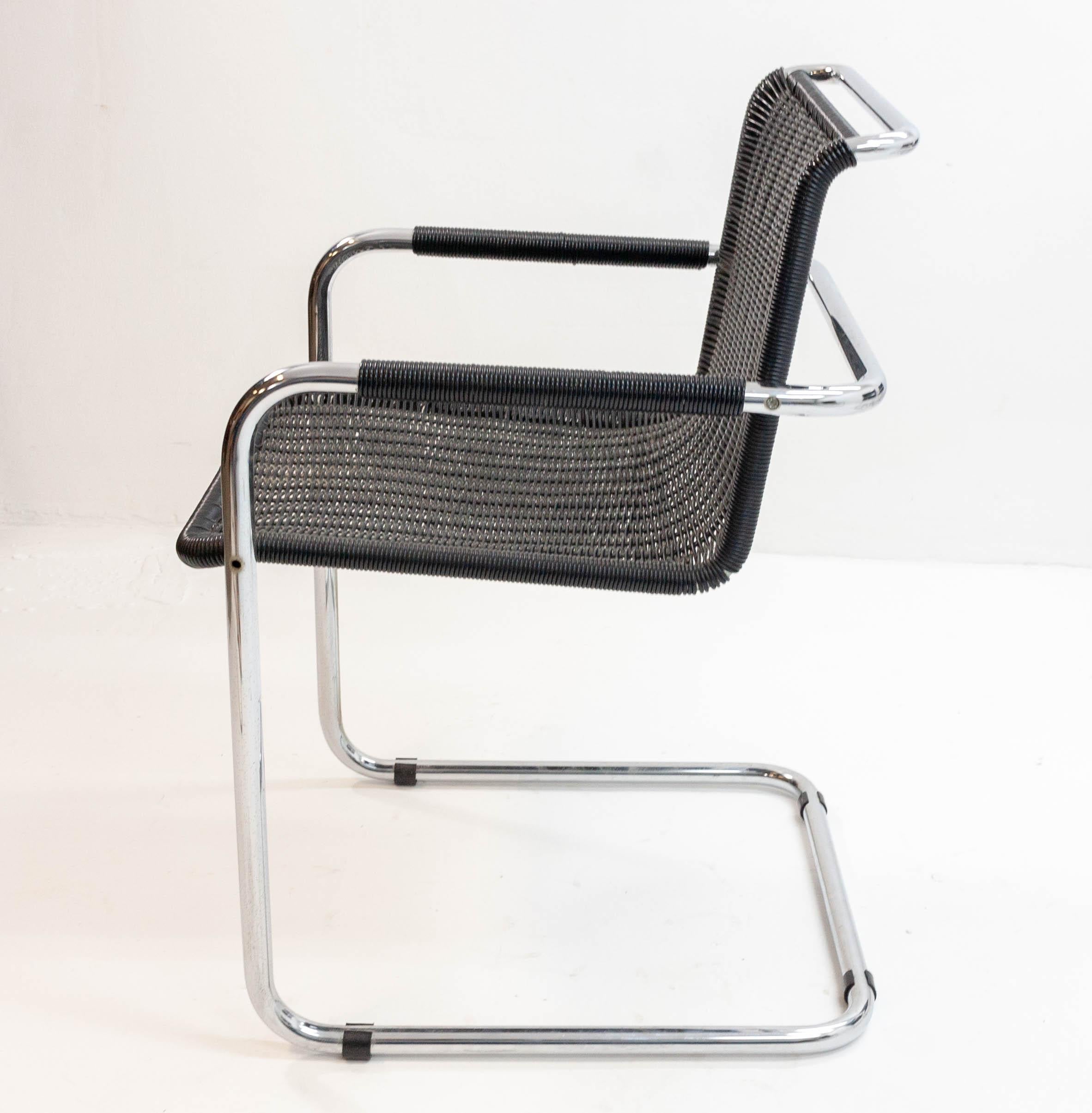 Chrome Four Mart Stam cantiliver chairs by Fasem Italy 70s 