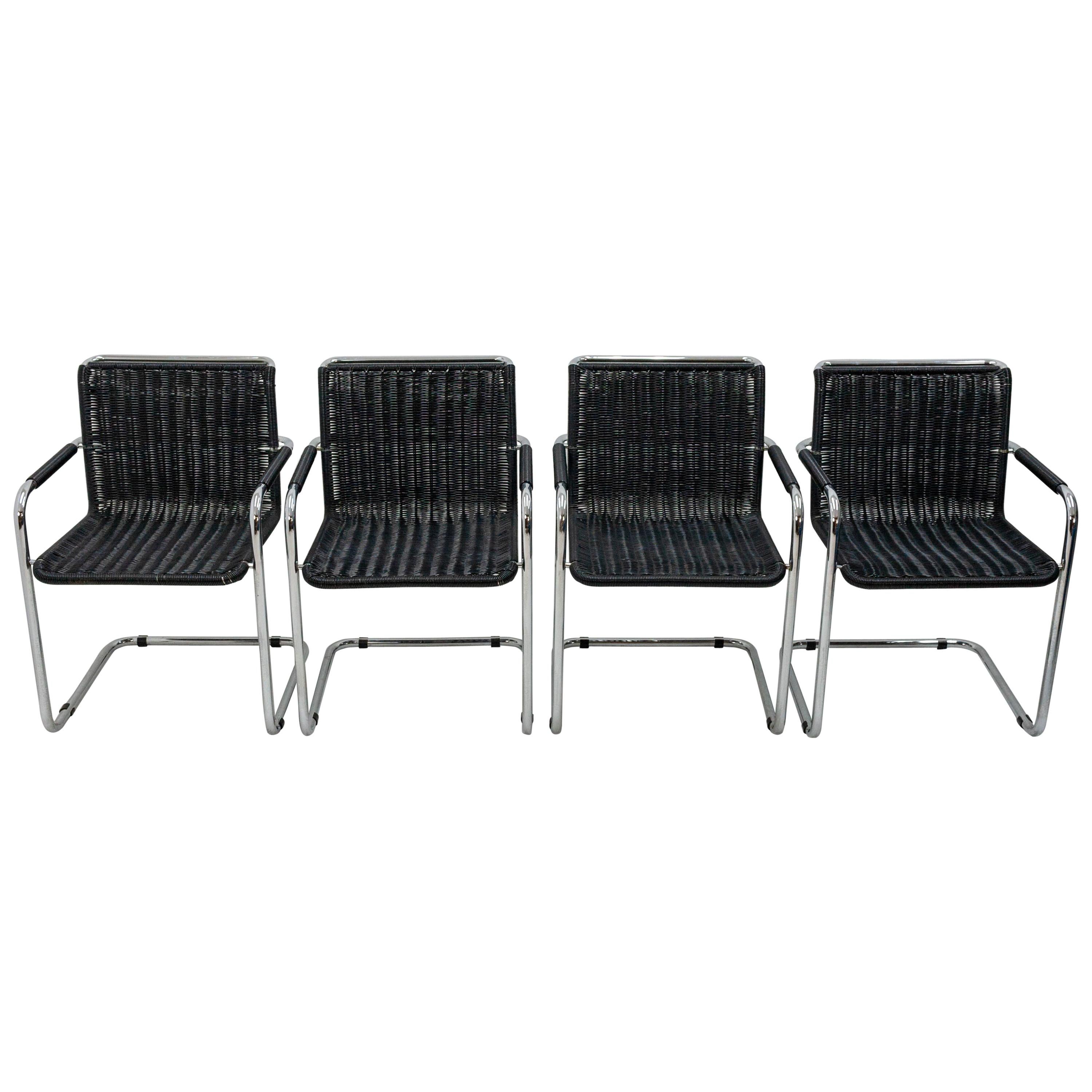 Four Mart Stam cantiliver chairs by Fasem Italy 70s 
