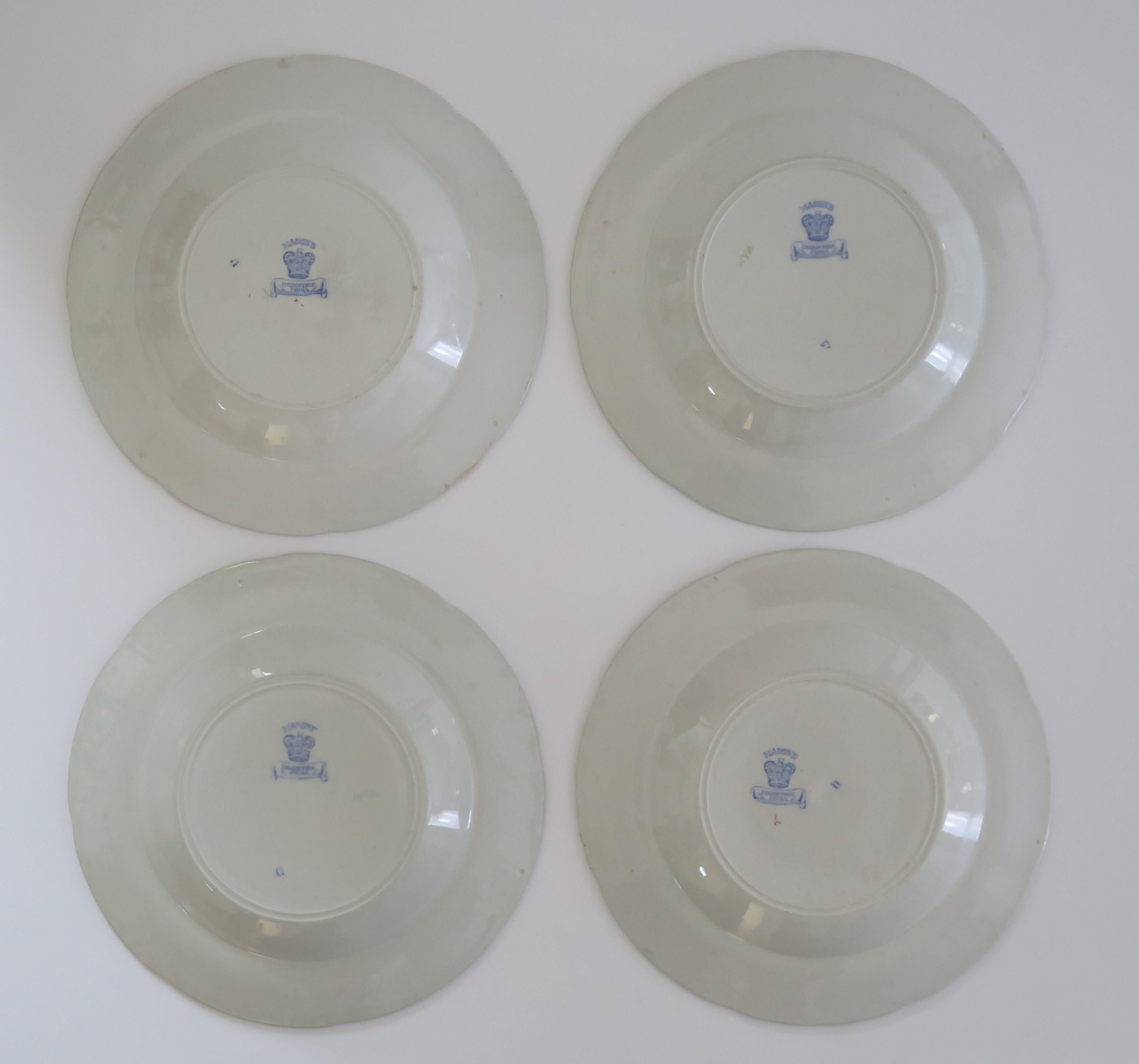 FOUR Masons Ironstone Soup Bowls in the Flying Bird Pattern, circa 1870 For Sale 3