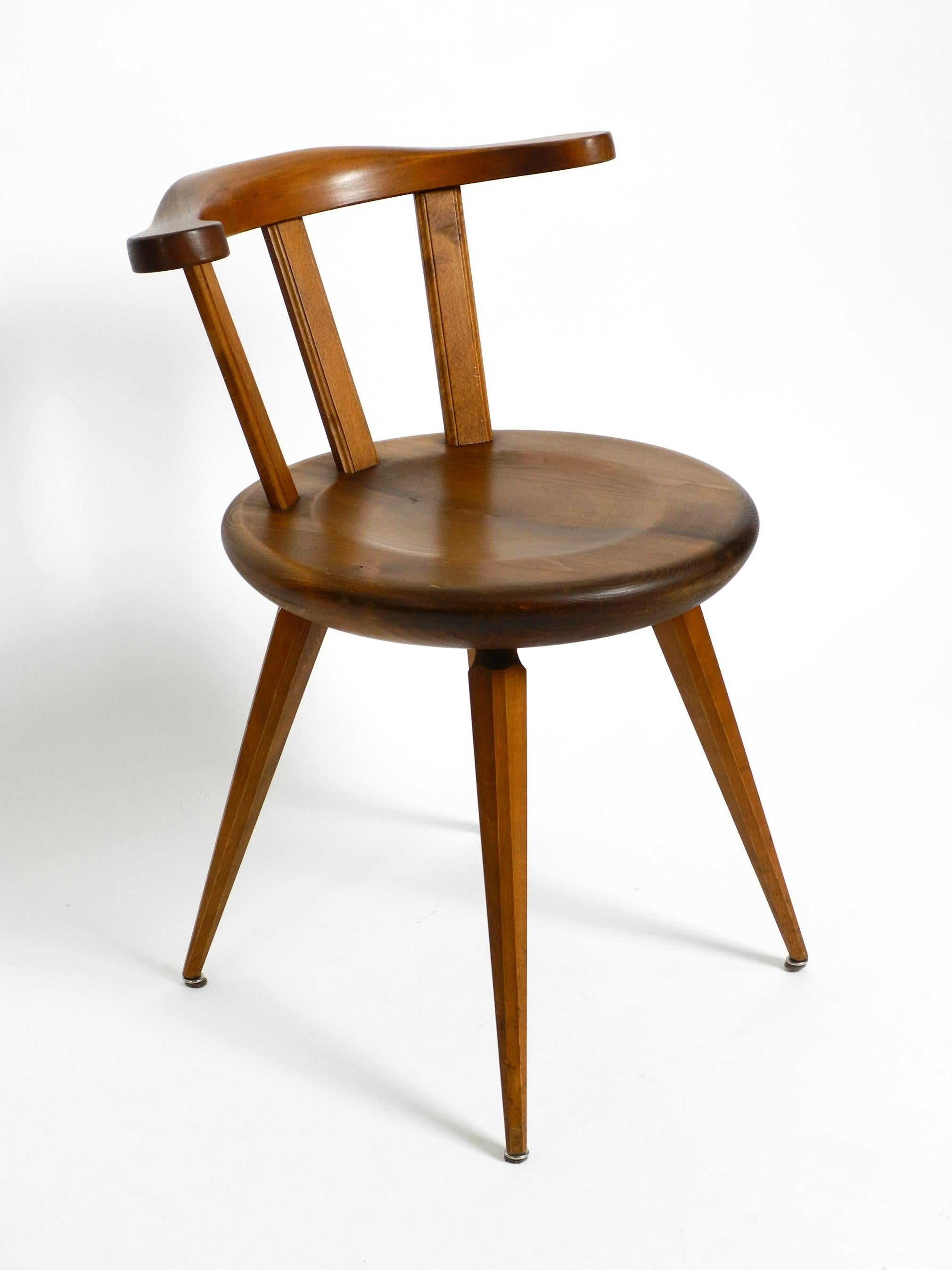 Mid-20th Century Four Massive, Beautiful Mid-Century Solid Wood Sprouted Chairs with Low Backs