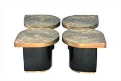 Four Matching Coffee Tables, Teardrops, Patinated Acid Etched Brass
