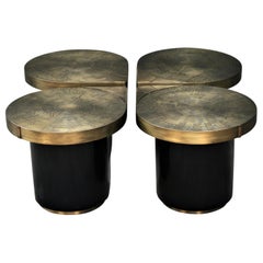 Four Matching Coffee Tables, Teardrops, Patinated Acid Etched Brass