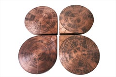 Four Matching Coffee Tables, Teardrops, Patinated Acid Etched Copper